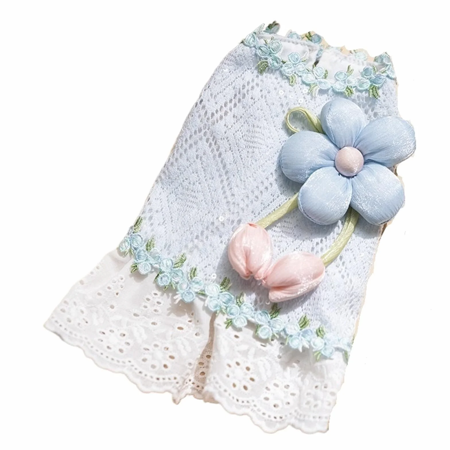 Robe Teddy à Fleurs Bleues pour Petit Chien, Pull Fin de Campagne, Jupe Respirante pour Animaux de Compagnie XL