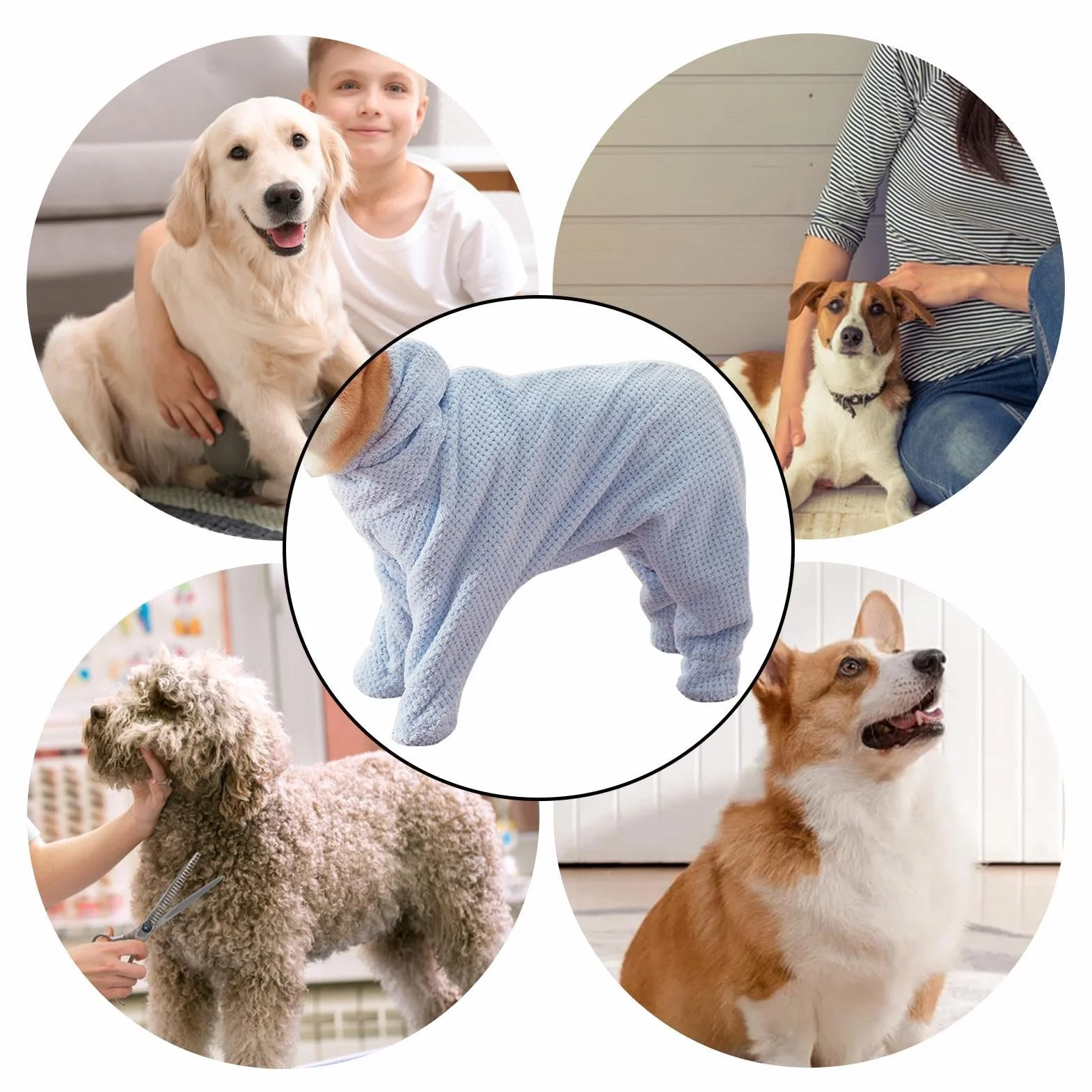 Peignoir de bain pour chien à séchage rapide, serviette absorbante, enroulé, accessoires de bain