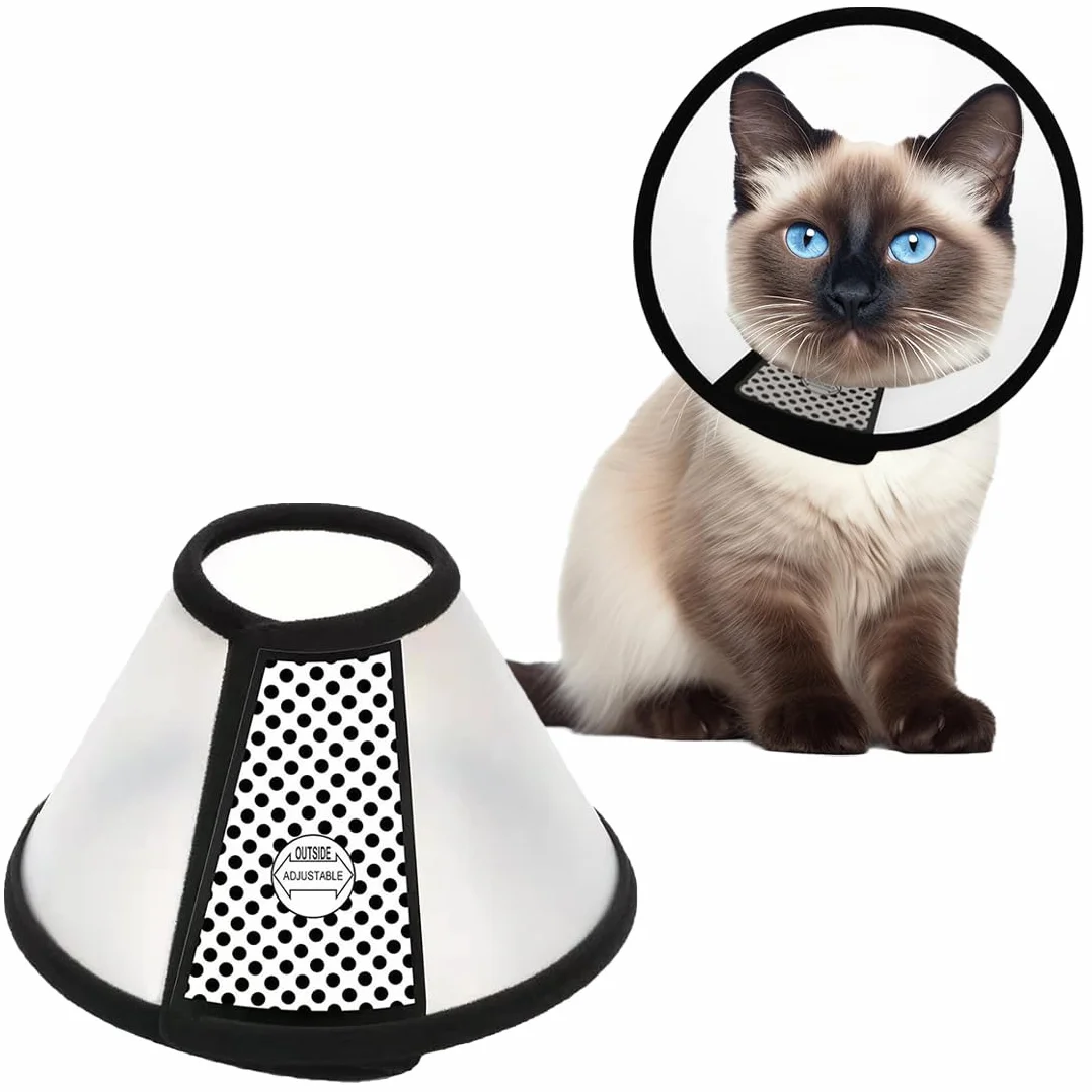 Cône Collerette en Plastique Protecteur de Cou Réglable Anti-Morsure pour Chats 3-5 kg 22-25 cm