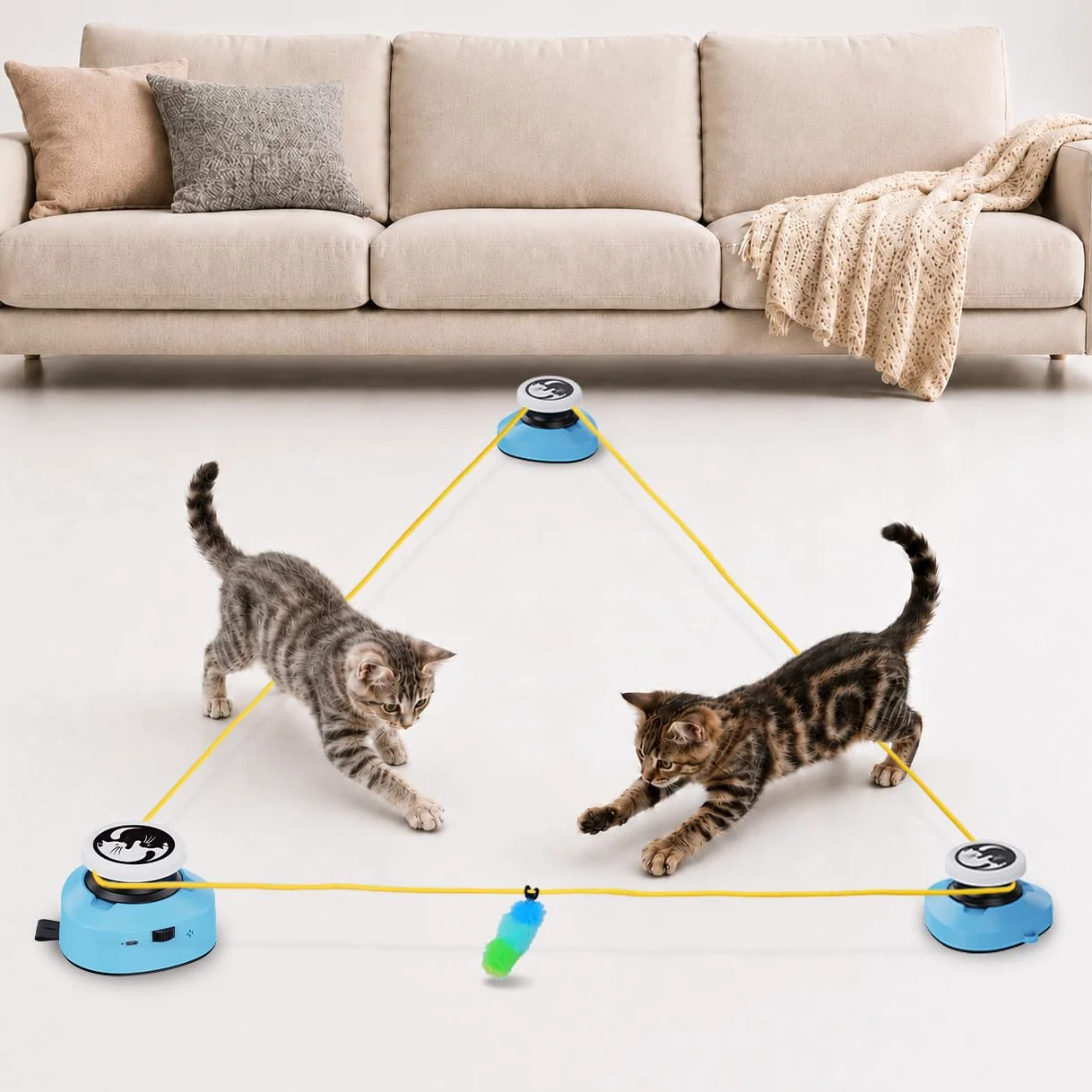 ITSHINY Jouet électrique pour chat, jouet interactif pour chat avec chemins de course réglables, modes automatique/manuel, rechargeable, pour jouer actif, santé