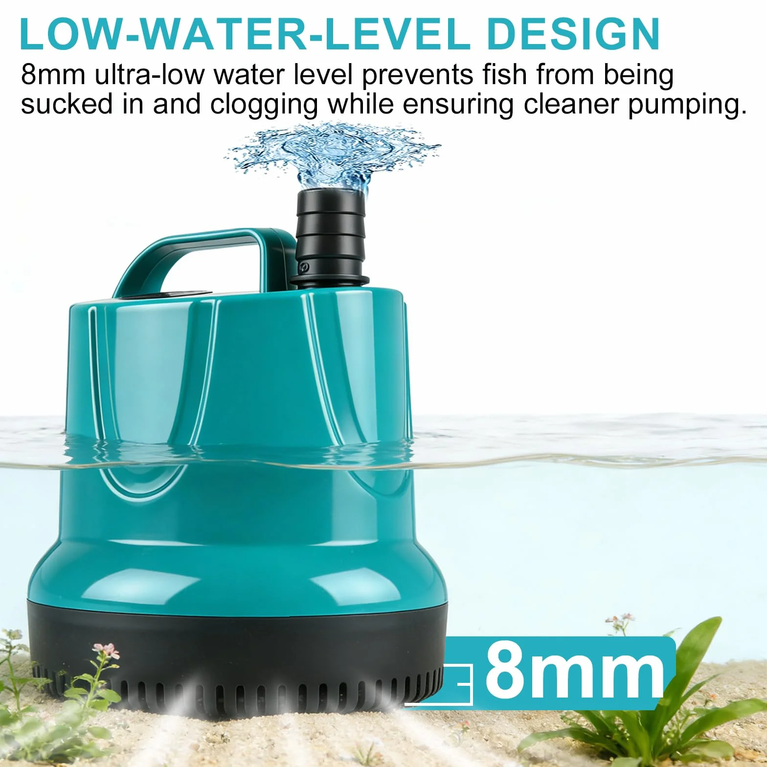 EXLECO Pompe Aquarium Immergée 45W 2500L/H, Eaux Chargées, Bassin Exterieur, Piscine