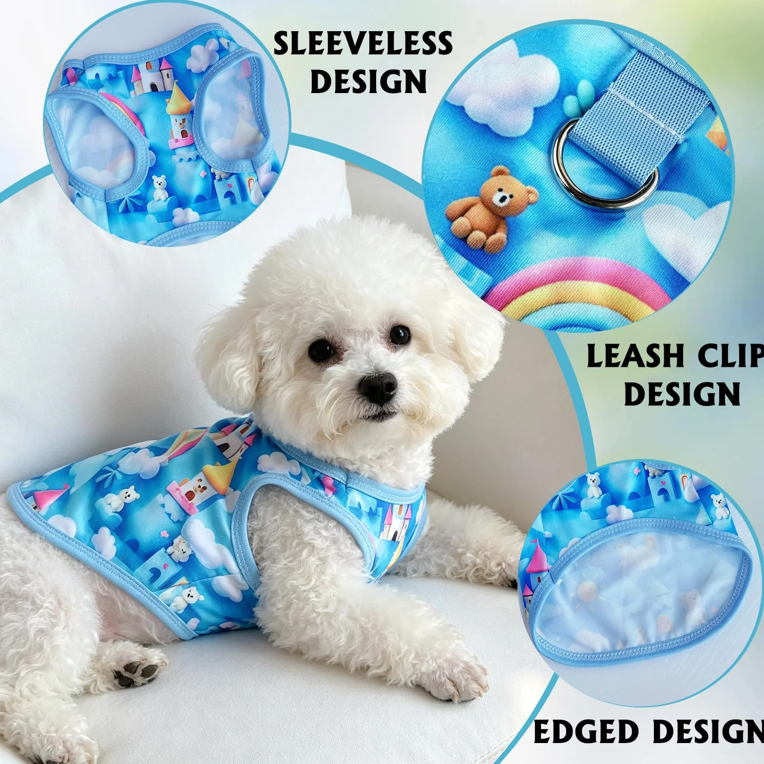 T-Shirt Vetement Chien Été Le Canard Bleu Ourson Respirant Protection UV Petits Moyens Chiens L