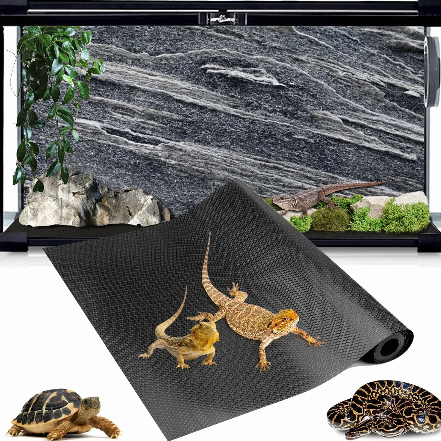Tapis de terrarium 370 litres 10,2 x 5,1 x 5,1 cm substrat pour reptile dragon barbu gecko lézard tortue