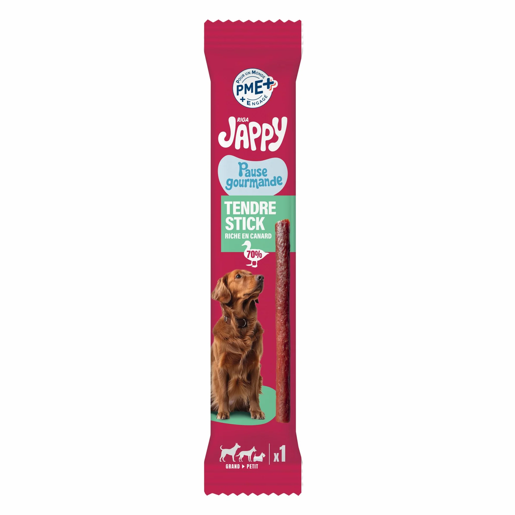 Jappy Tendre Stick Canard Friandise Chien Riche en Canard sans Sucre Ajouté 1 x 12g