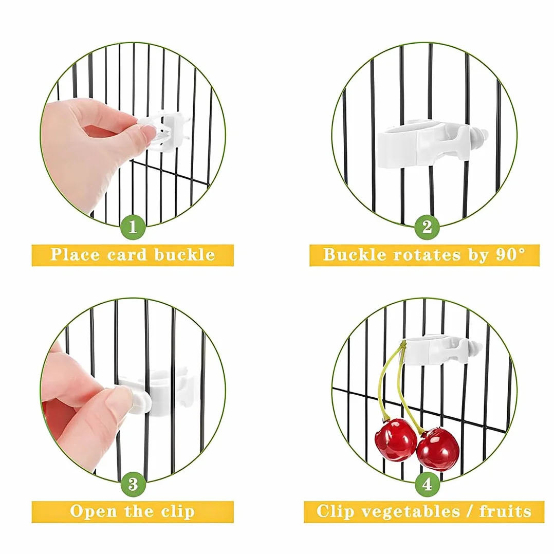 Mangeoires pour oiseaux Lot de 6 pinces à nourriture en plastique pour cages à oiseaux, accessoires pour perroquets perruches