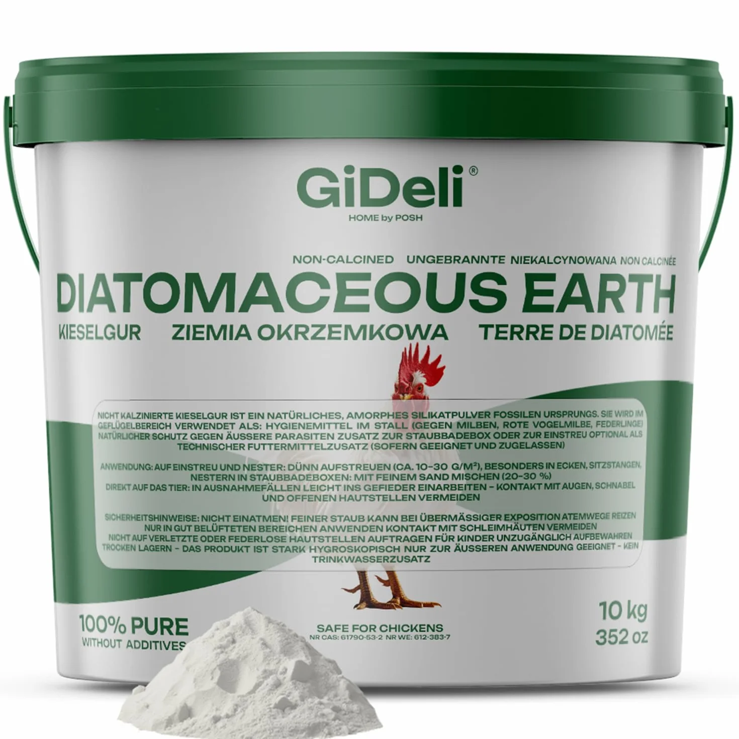 GiDeli Terre de diatomée pour poulets 100% pure non calcinée contre l'acarien rouge 10 kg