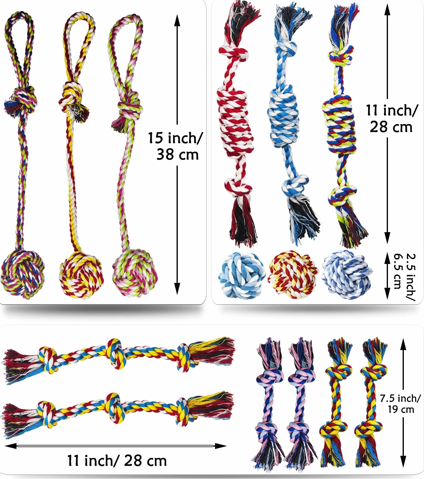 Lot de 15 Jouets en Corde pour Petits Chiens, Jouets à Tirer pour Chiots, Dentition et Interaction