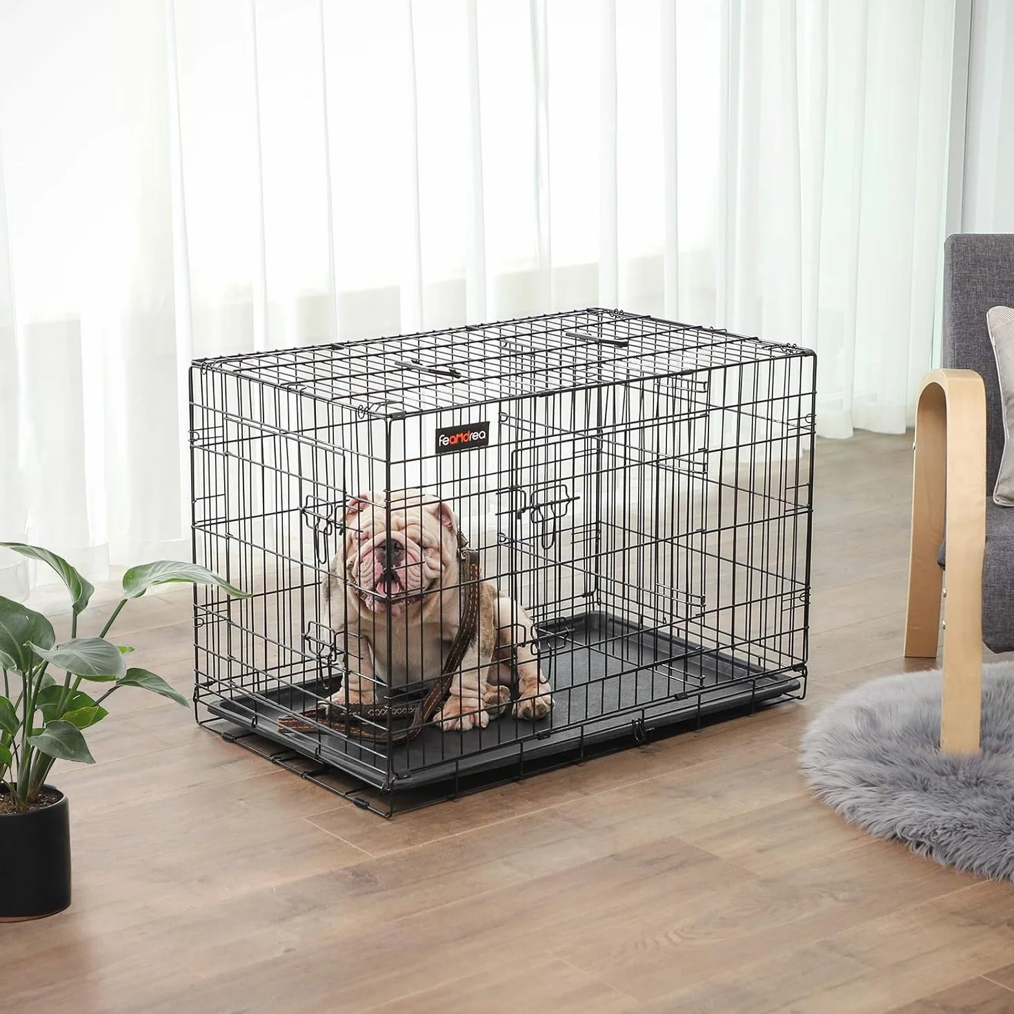 Feandrea Cage pour Chien 92,5 x 57,5 x 64 cm Noir PPD36BK