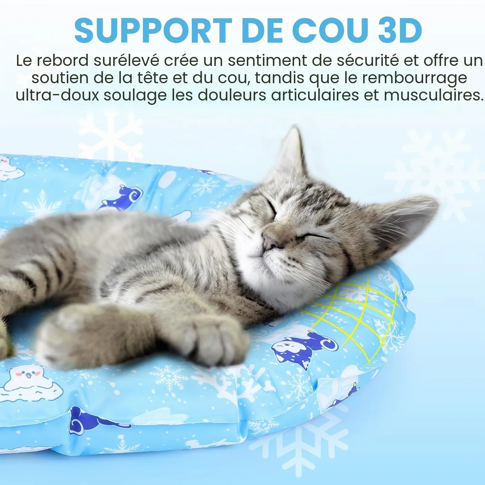 HAPPY HACHI Tapis Rafraîchissant Chien Chat Diamètre 55 cm Coussin Refroidissant Gel Auto-Rafraîchissant sans Électricité Été Maison Extérieur