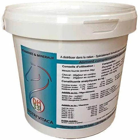 Distri'Vitaca Complément Vitamines Chevaux Minéraux Vitalité Performance 1 kg