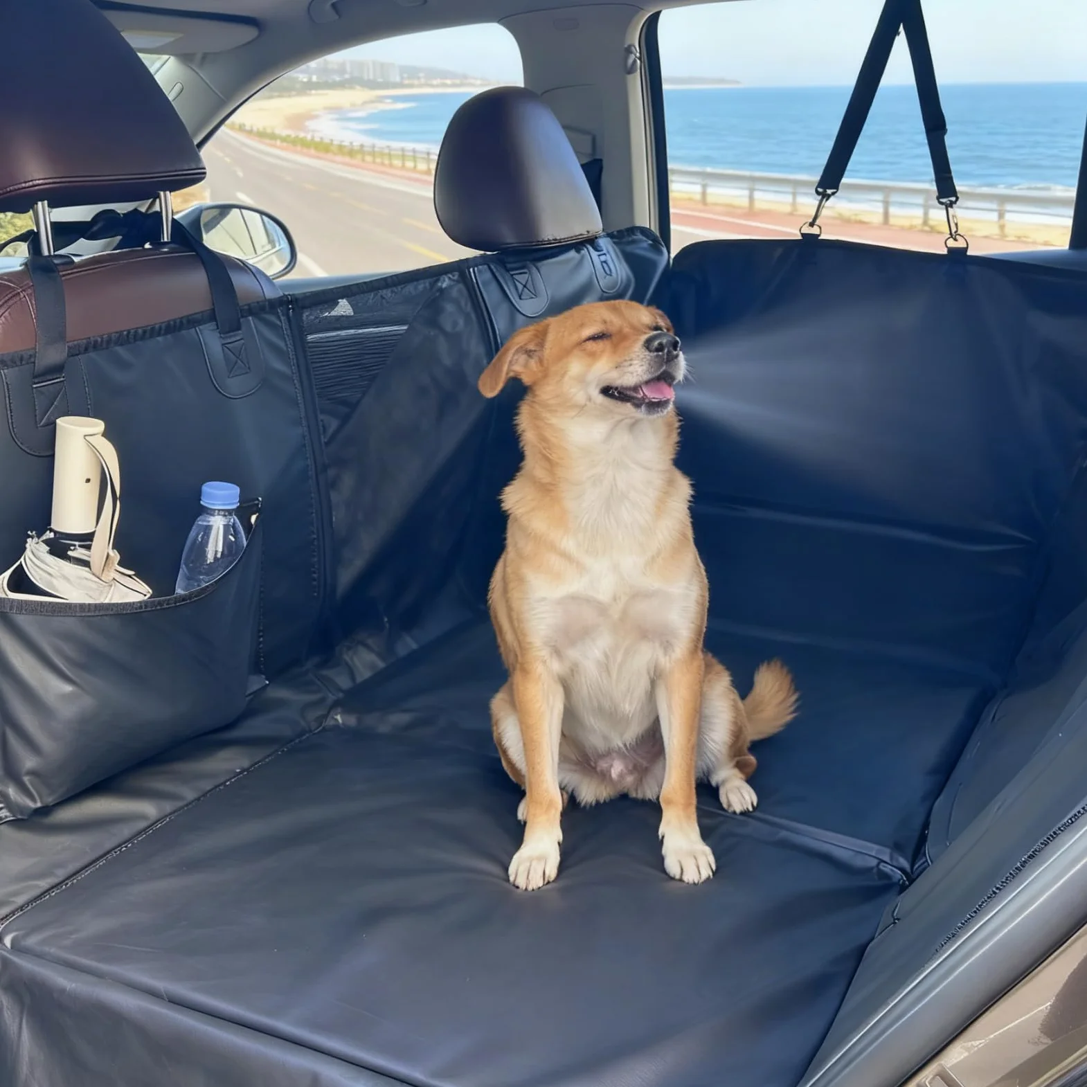 Protection Voiture Chien, Support Solide, Dessous Rigide, Tapis de Protection de Coffre en Cuir PU, Charge Maximale 180kg, 100% Étanche et Résistante Aux