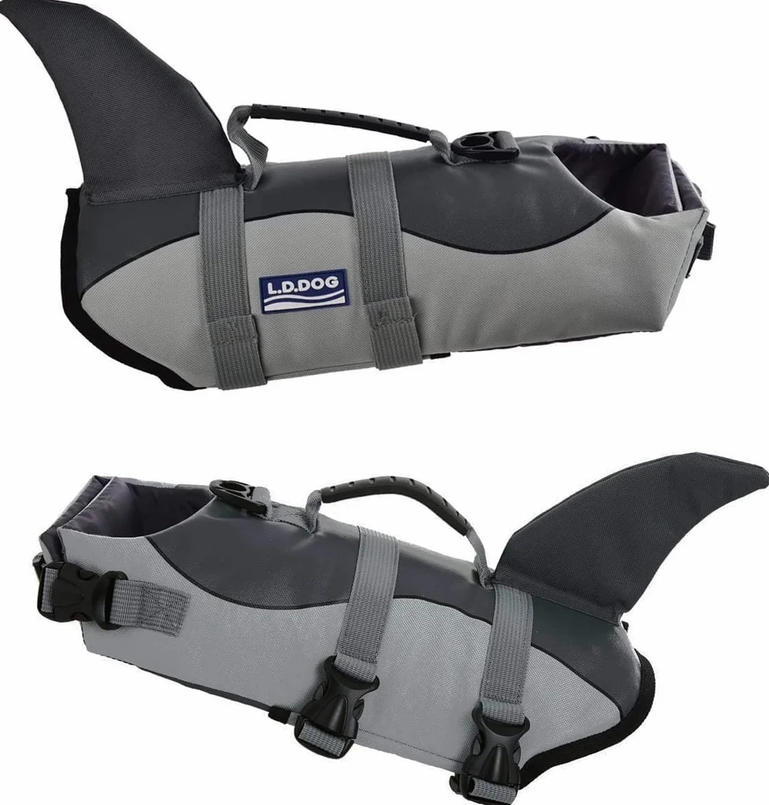 Gilet de Flottaison pour Chiens - Gilet de Sauvetage Réglable avec Poignée - Pet Life Jacket Gris M