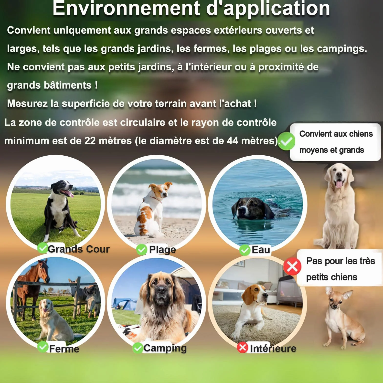 Collier Anti Fugue Chien sans Fil GPS IPX7 Étanche 3 Modes Clôture Anti-Fugue Rayon 22-999M