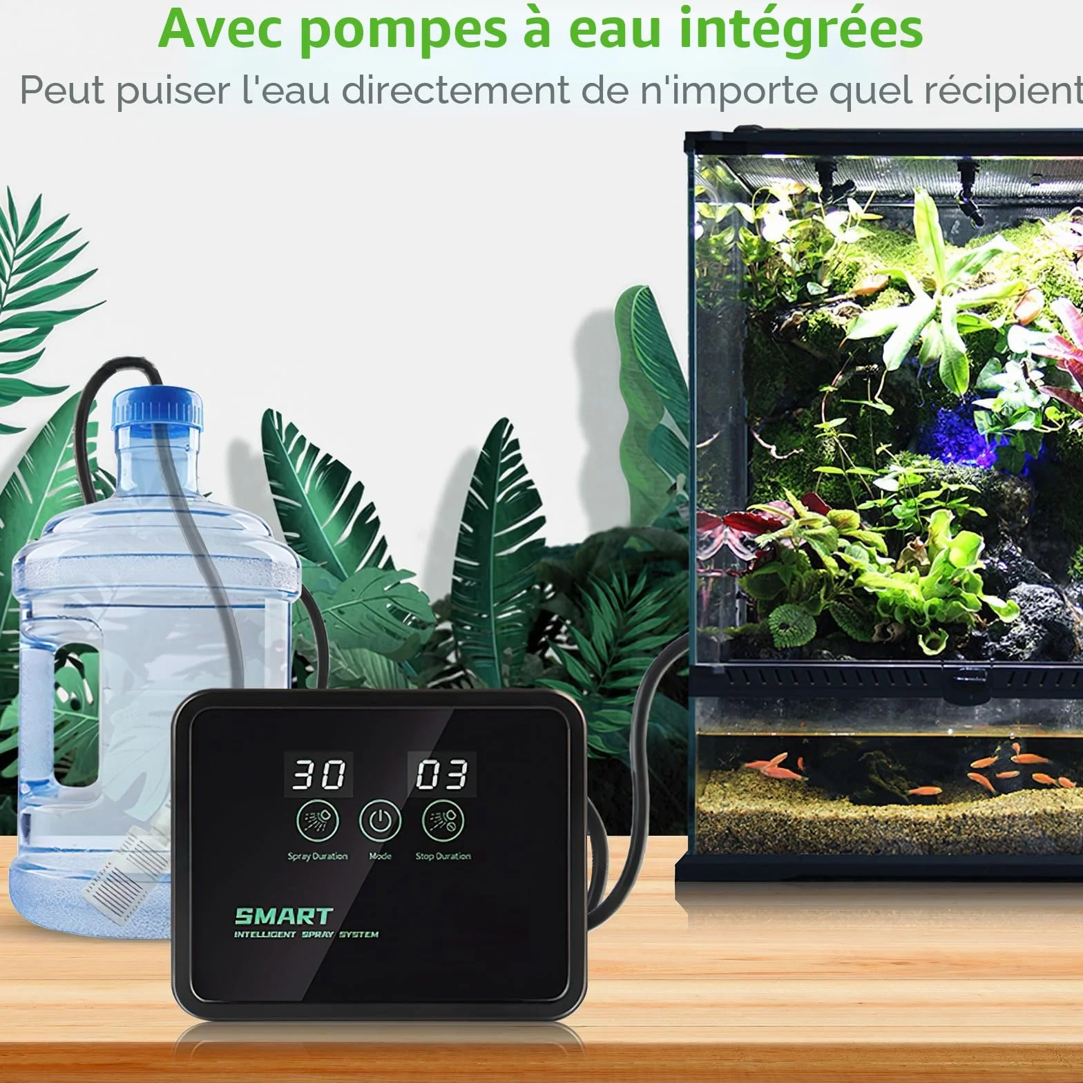 Brumisateur Terrarium avec Minuterie et Arroseur 360° pour Amphibiens Reptiles