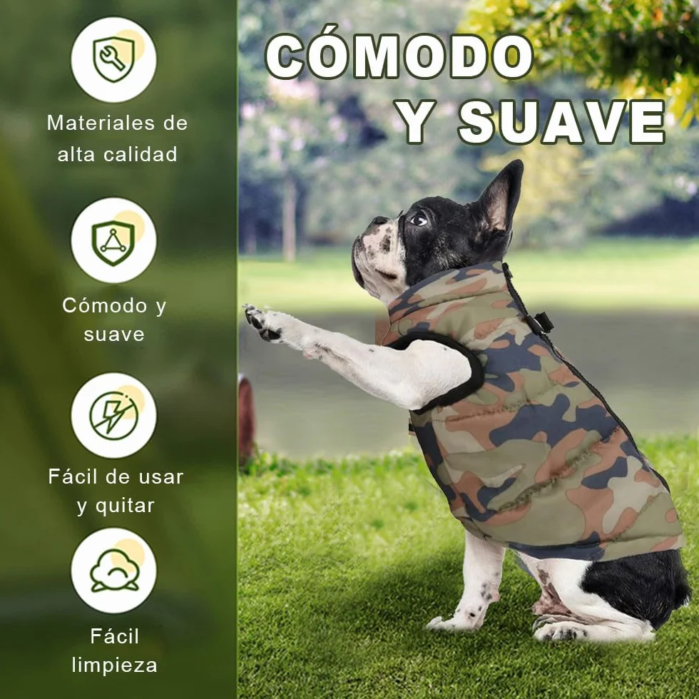 Veste chaude pour chien hiver gilet zippé Voarge petit animal L Camouflage