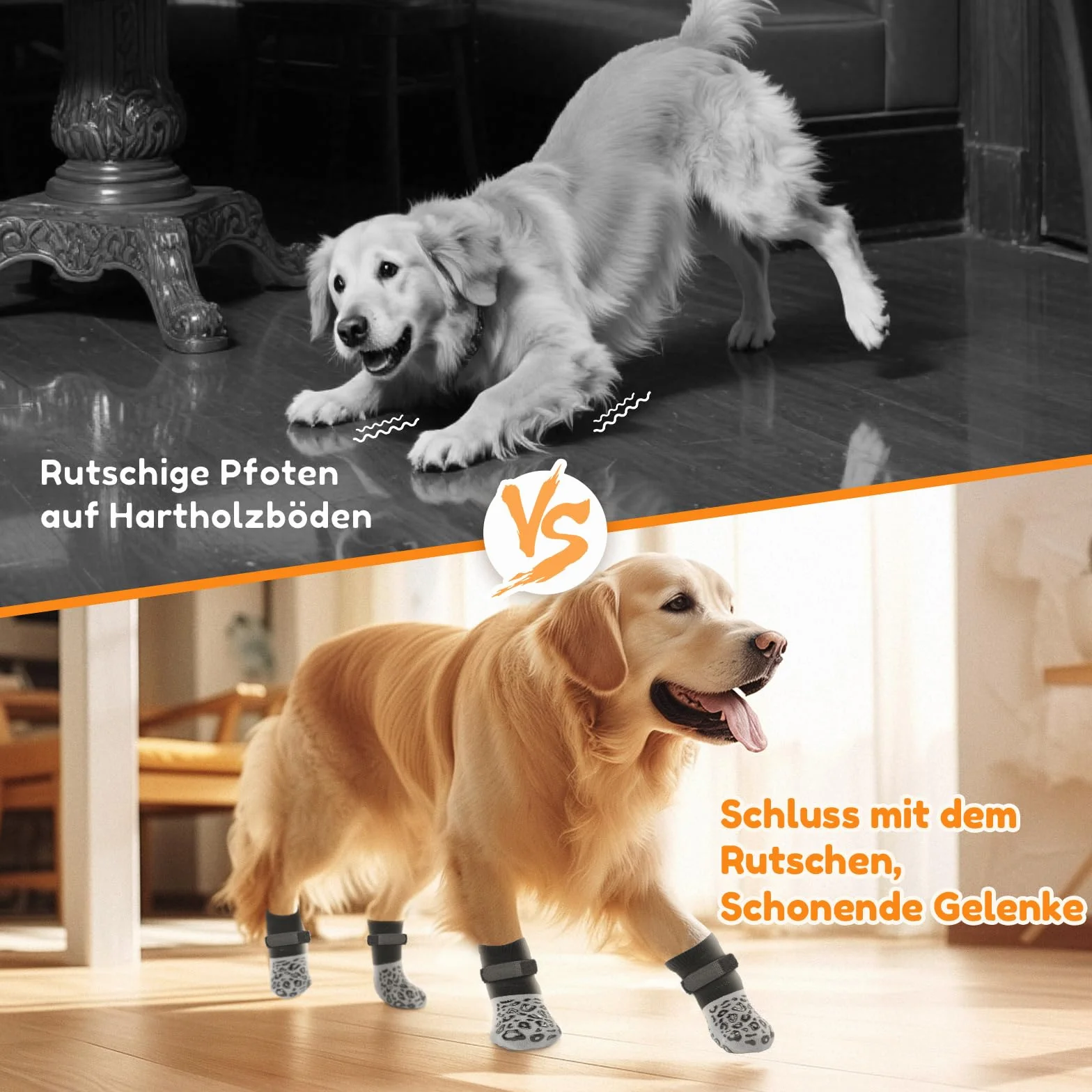 PICK FOR LIFE Chaussettes pour chien antidérapantes 2 paires double face sangles réglables L