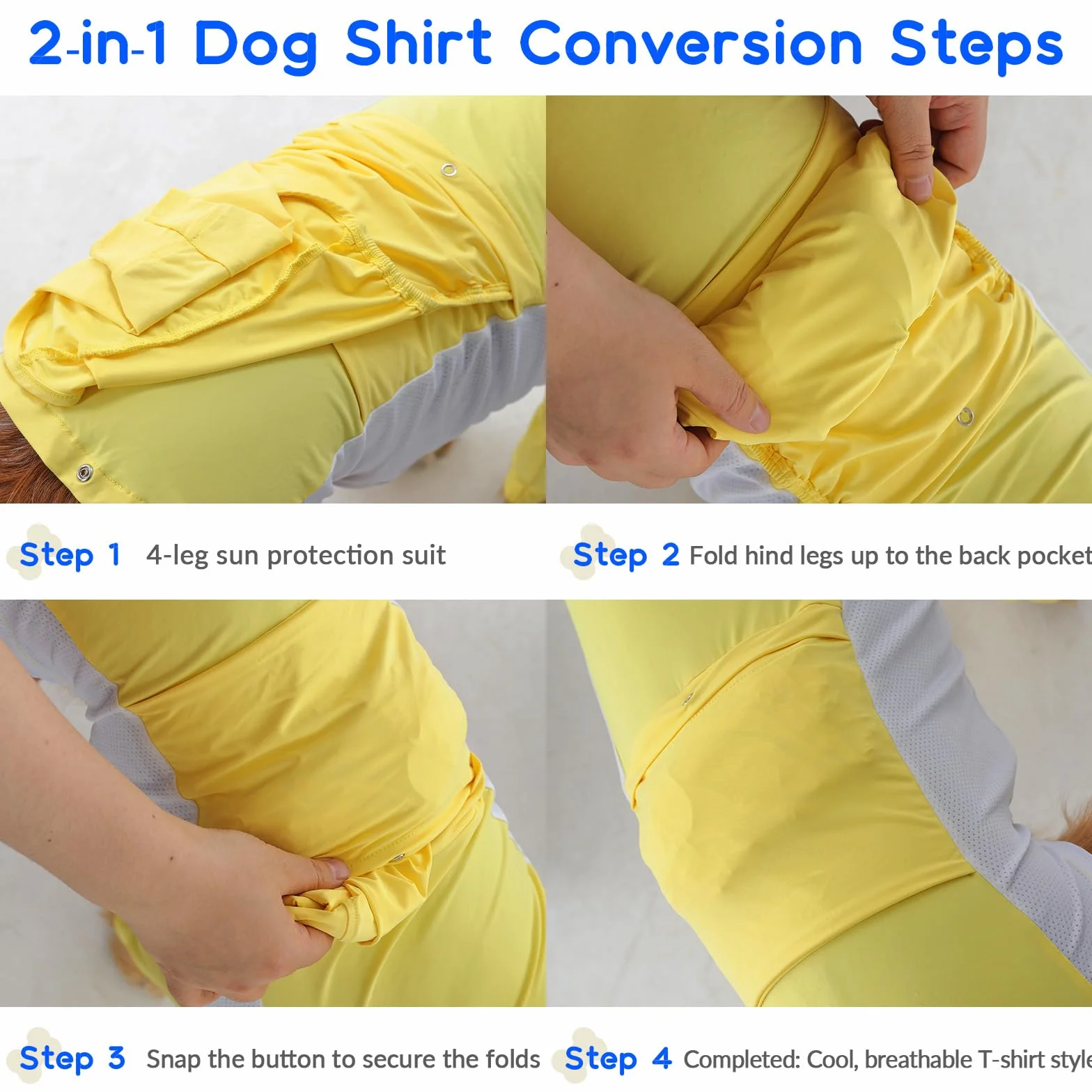 Veste de Refroidissement pour Chien Respirant Anti Lechage UV Jaune 3XL