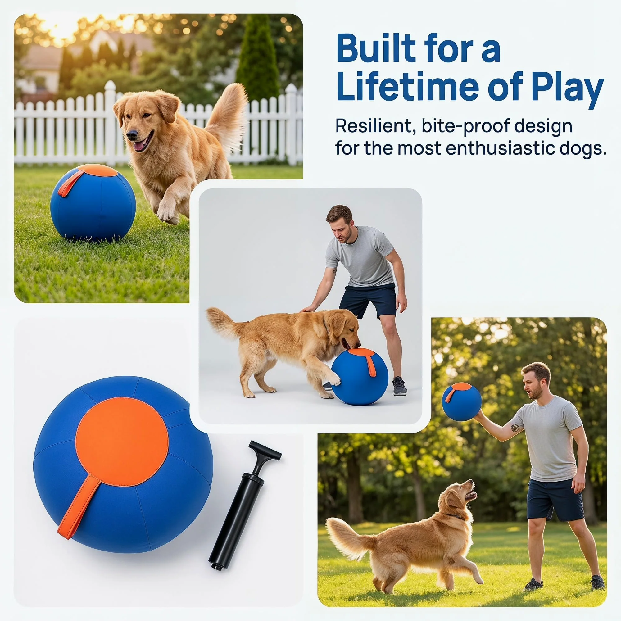 Ballon Chien Interactif Ultra-Résistant - Ballon Increvable pour Chien Actif, Jouet Indestructible Grande Taille pour Extérieur, Stimule l'Instinct de Poursuite (A, 55cm)