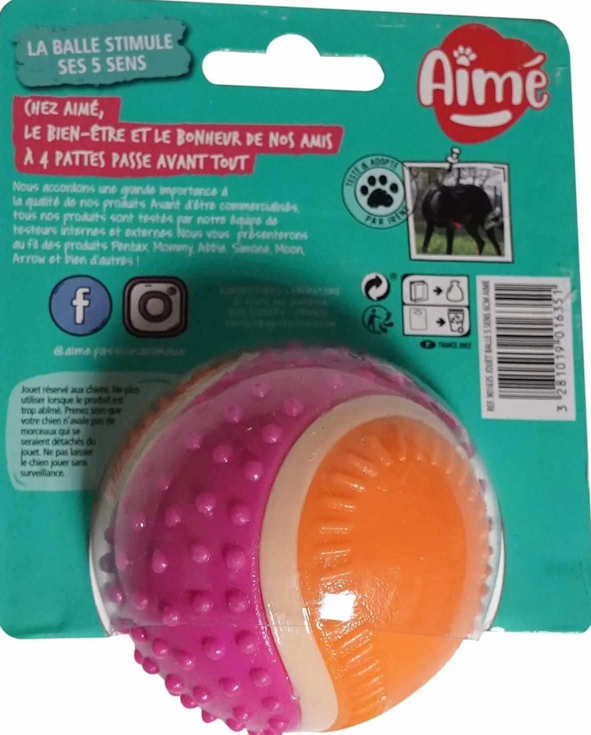 Aimé Balle pour Chien 5 en 1 Saveur Bœuf Jouet Interactif Éducatif 6 cm