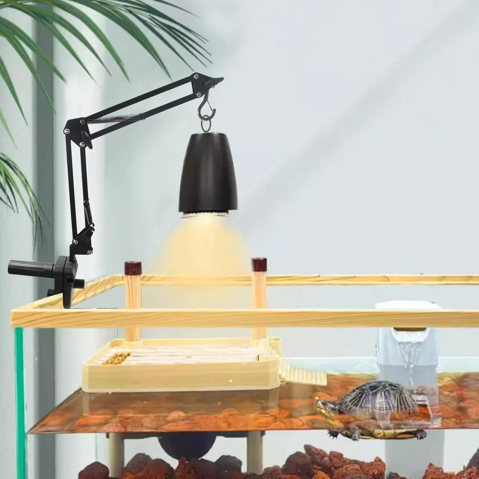 Support de Lampe Chauffante pour Reptiles Réglable Rotation 360° pour Terrarium Tortues Geckos Lézards