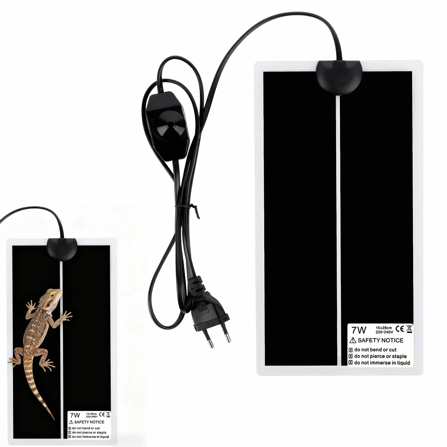 Tapis Chauffant pour Terrarium 15 x 25 cm Reptiles Température Réglable 0-35 °C 7W 220V-240V