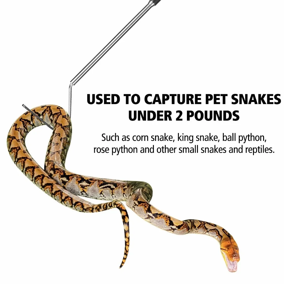 DONGKER Crochet de Serpent Pliable en Acier Inoxydable 66 cm pour Capture de Serpents Jusqu'à 0,9 Kg