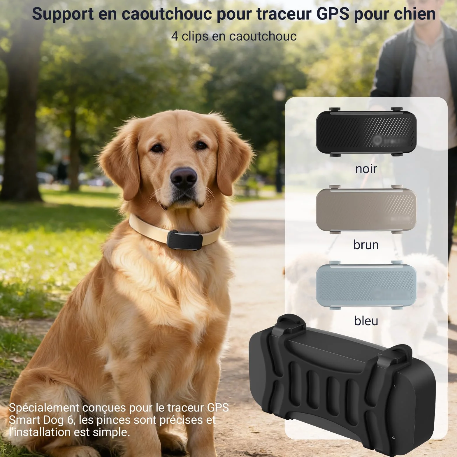Attaches en Caoutchouc pour Tracti Dog 6 Collier GPS Chien, Remplacement Accessoires Localisation Animaux Noir