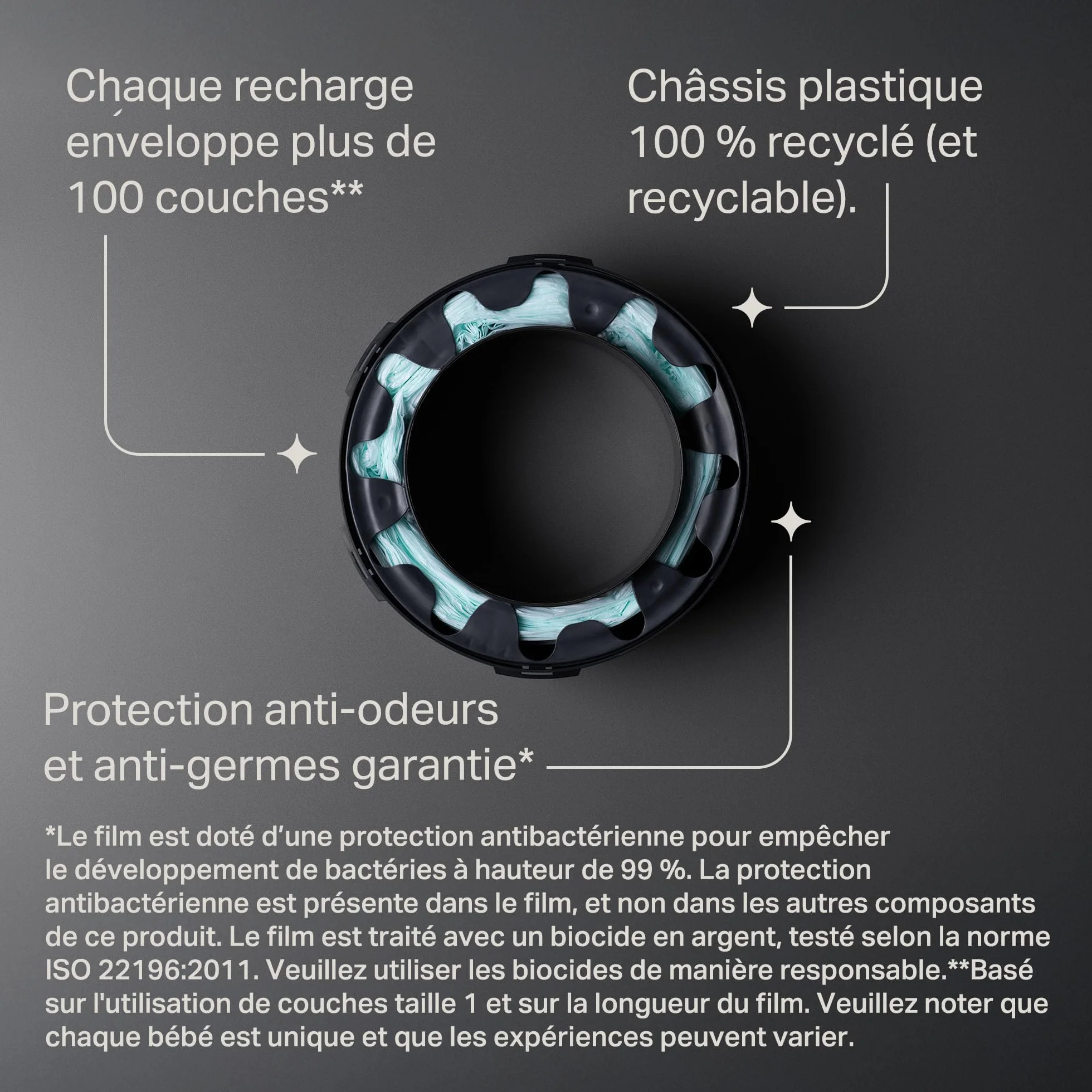 Tommee Tippee Cassettes de recharge originales Poubelle à couches Twist and Click Advanced, Lot de 8, 10,5 m
