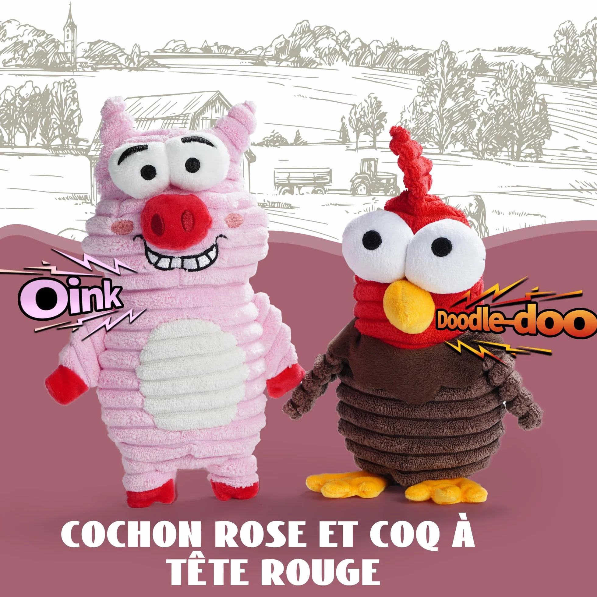 Jouet Chien Nocciola Lot De 5 avec Couineur Papier Bruissant, Jouets Interactifs en Peluche Durable pour Petite, Moyenne et Grande