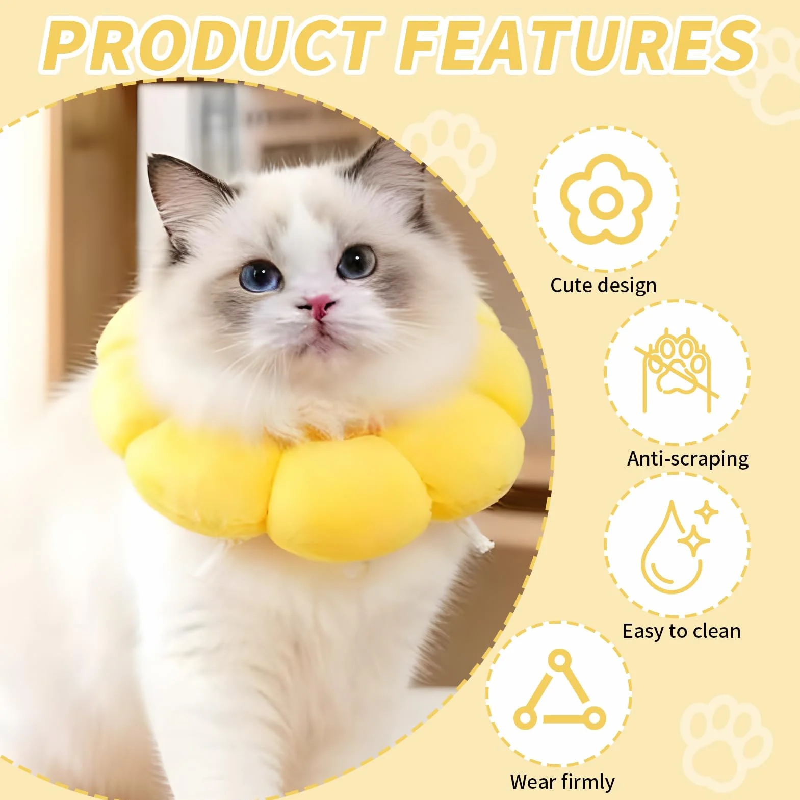 Collier de Protection Ajustable pour Chats en Coton Suédé Respirant, Anti-Léchage Chirurgie, Taille Réglable 14-22cm