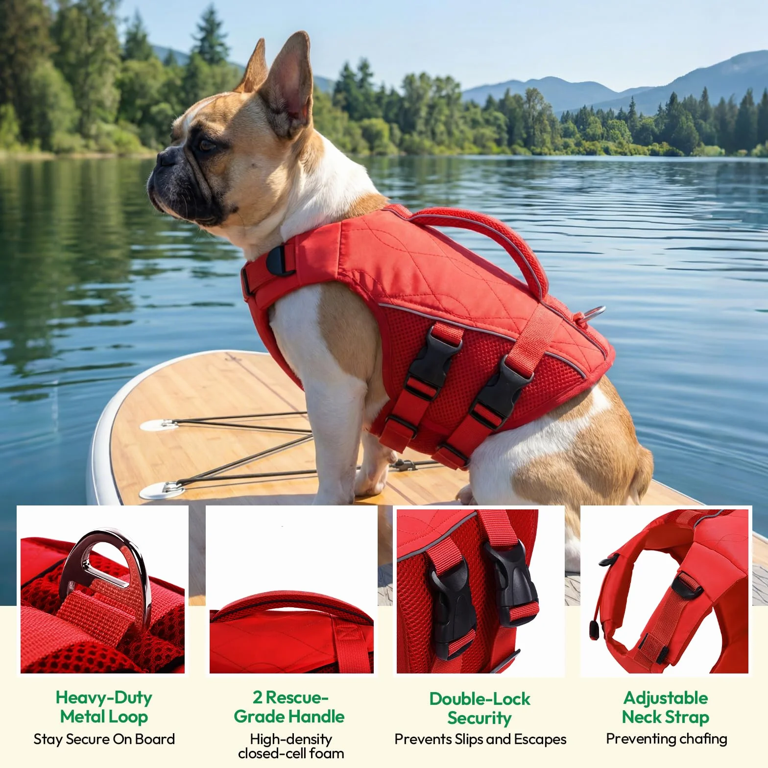 KONVINIT Gilet de Sauvetage pour Chien - Gilet de Flottaison Réglable avec Poignée et Bandes Réfléchissantes