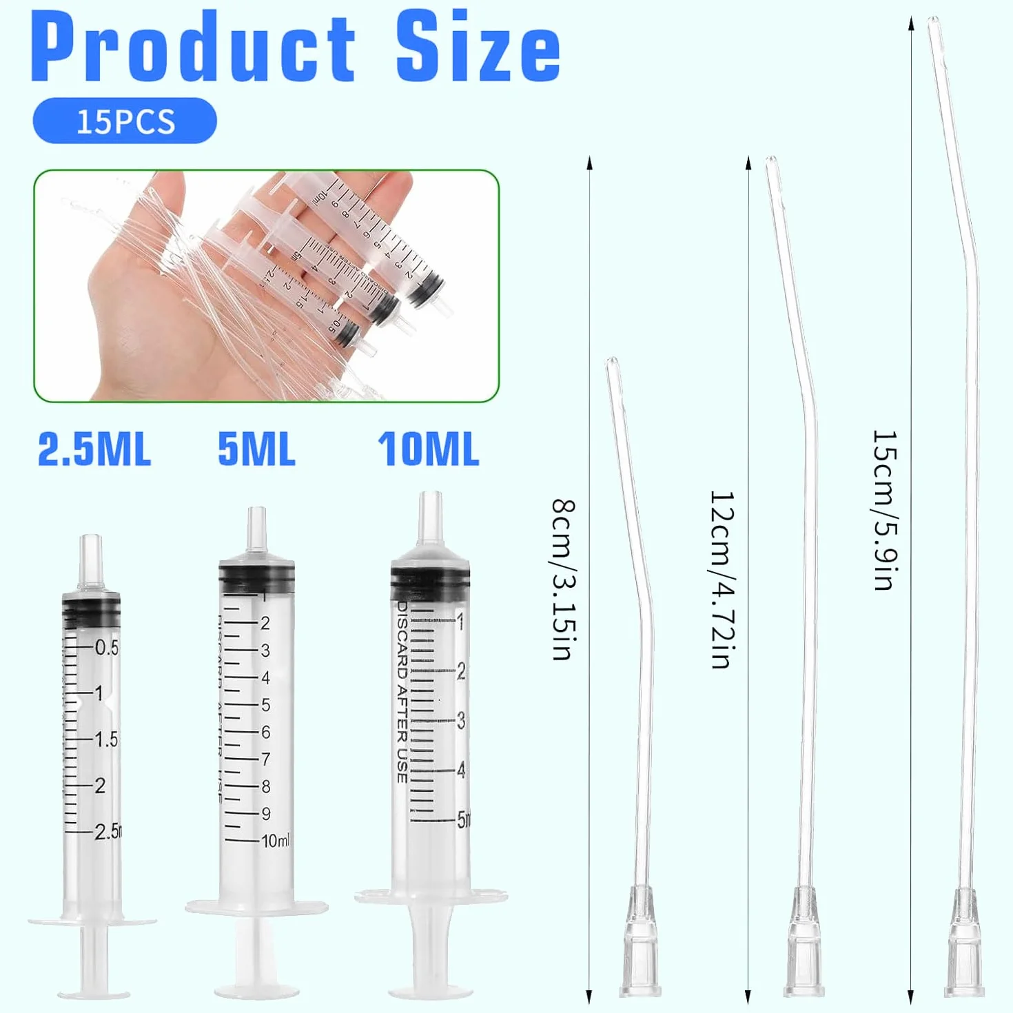 Lot de 15 tuyaux d'alimentation pour oiseaux avec seringues 2.5,5,10 ML - Outil manuel pour nourrir bébés oiseaux