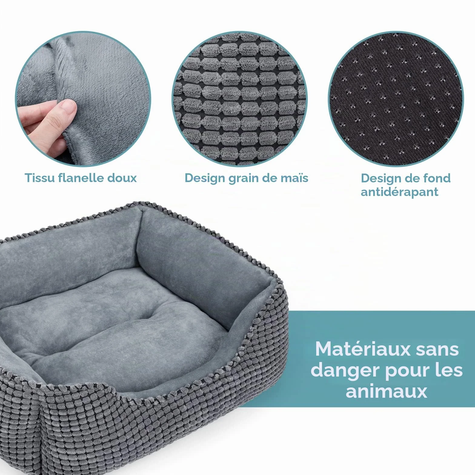 JOEJOY Panier pour Chien Lit Lavable Antidérapant Coussin Doux 51x48x15cm