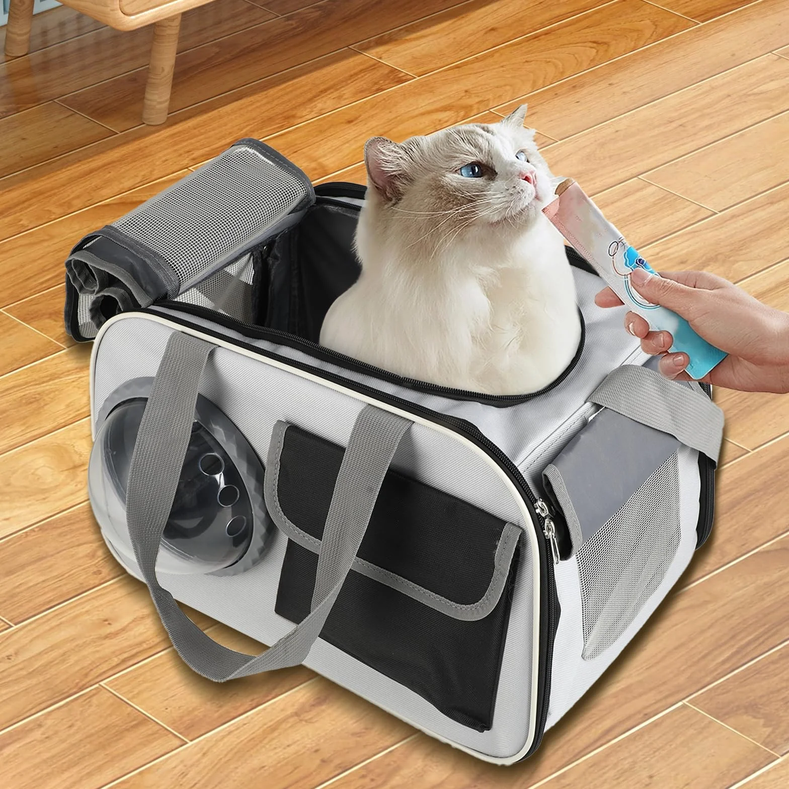 Sac de Transport pour Chat et Chien 45x26x28cm Sac-à-Dos Portable Tissu Respirant Voyage Animaux 8kg Léger Confortable