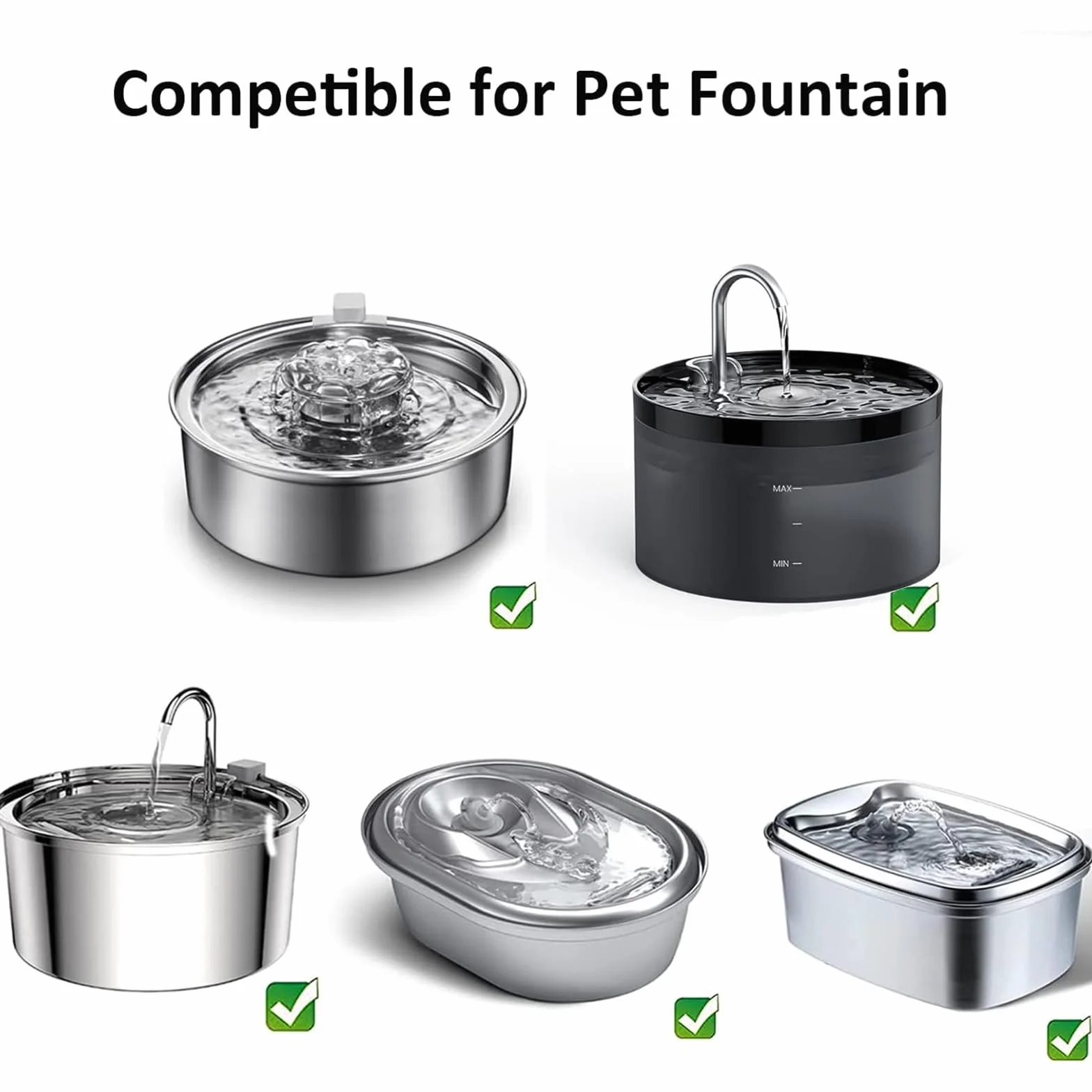 Pompe de Fontaine pour Chat Chien en Acier Inoxydable Silencieuse Pompe à Eau de Remplacement