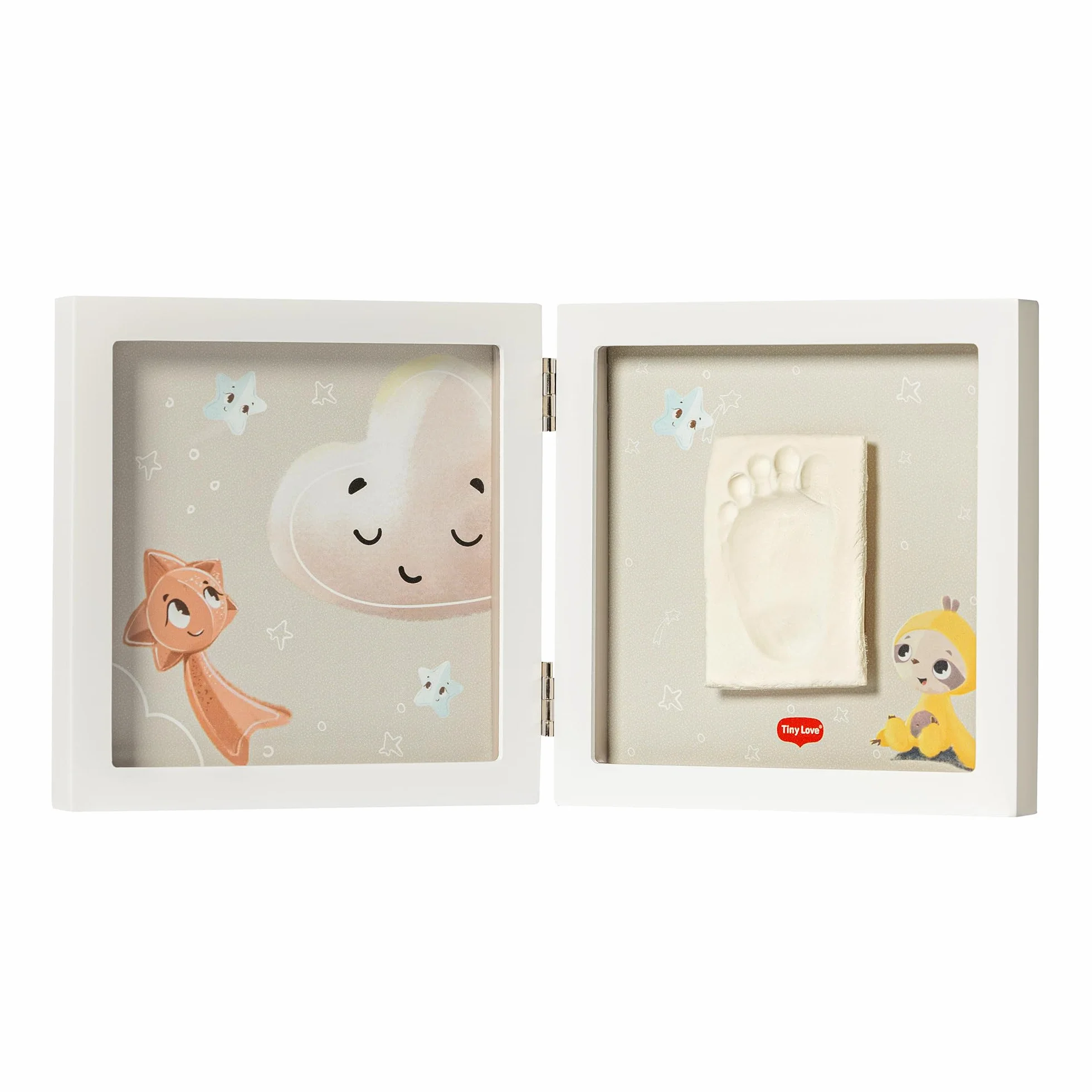 Tiny Love Tiny Creations Kit Argile Photo Bébé Empreinte Pied Main, Cadeau Naissance, Blanc