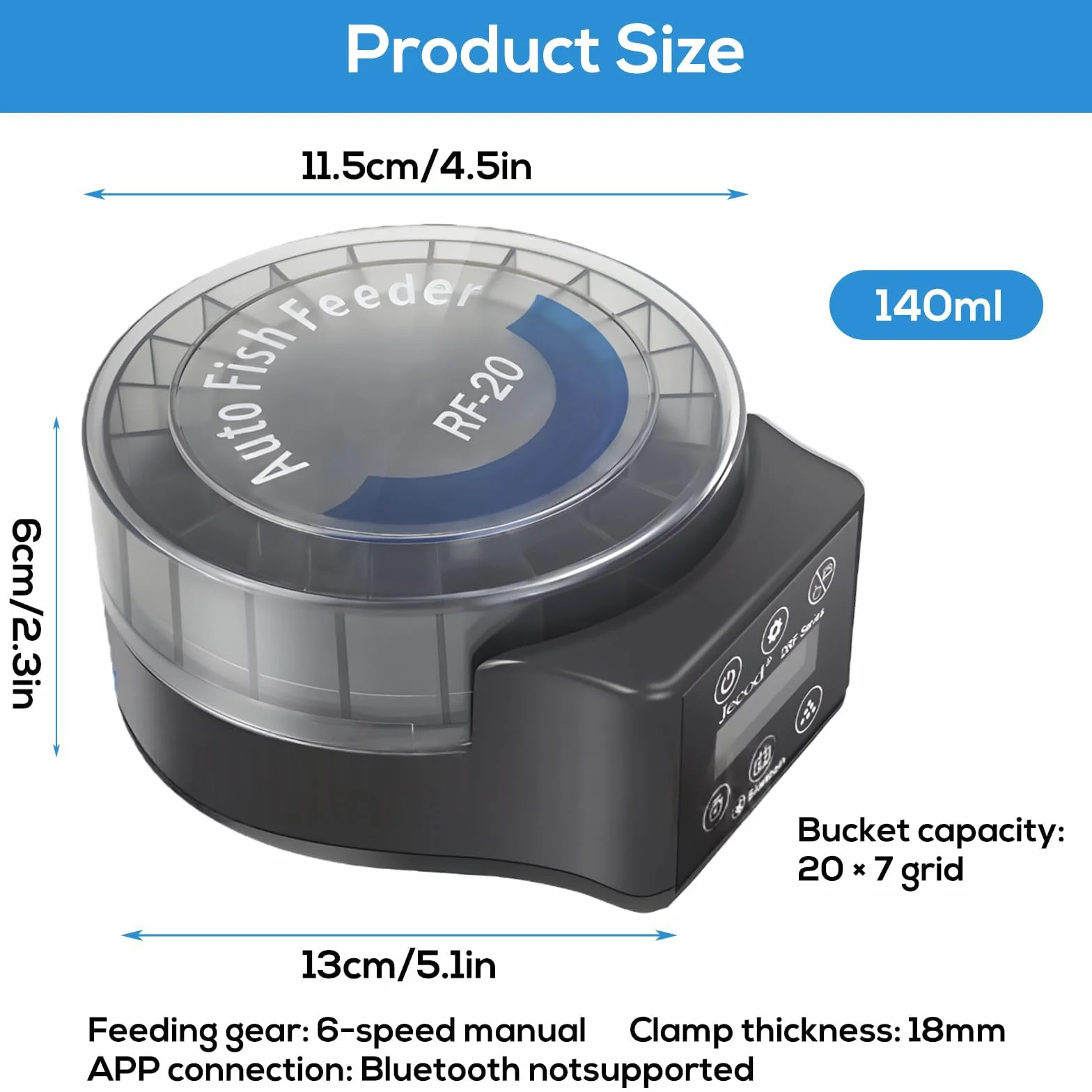 Distributeur Nourriture Poisson Automatique, Distributeur Poisson Nourriture avec Minuterie, 108ml Réglable pour Poudre, Granulés Et Pellets, Fonctionne sur Piles
