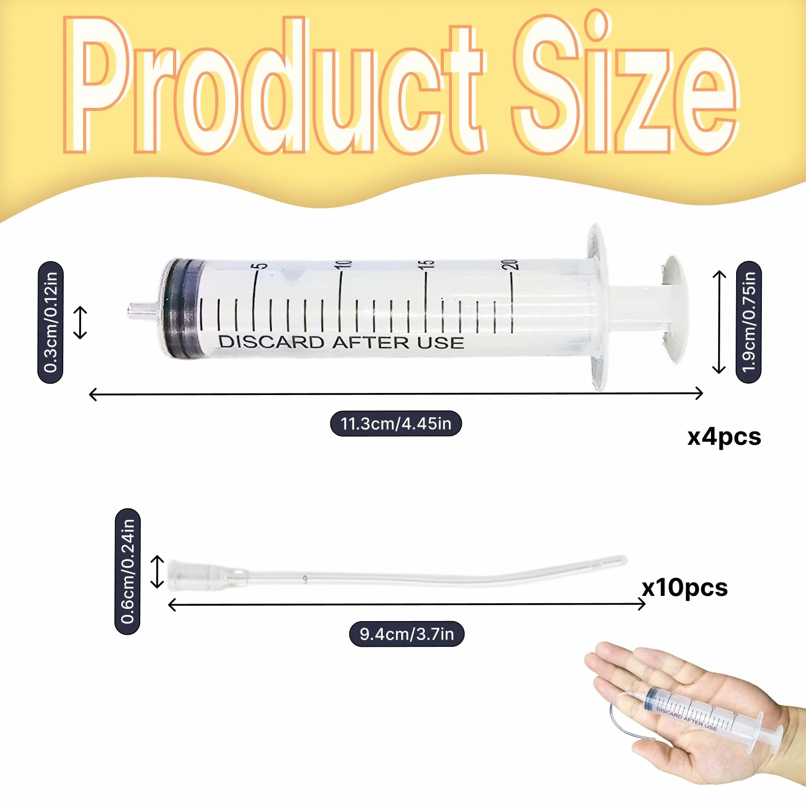 Kit Seringue Alimentation Oisillons 14PCS 4 Seringues 20ml Sans Aiguille 10 Tubes Souples 8cm 2mm