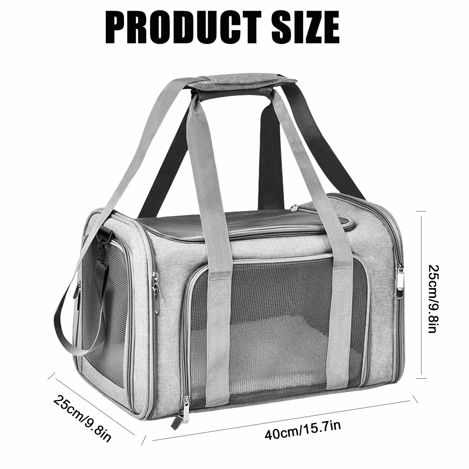 Sac de transport pour chat - 40 x 25 x 25 cm - Petit sac de transport pliable de 3 kg - Avec bandoulière - Boîte de transport pour chat - Boîte de transport pour petits chats - Taille S