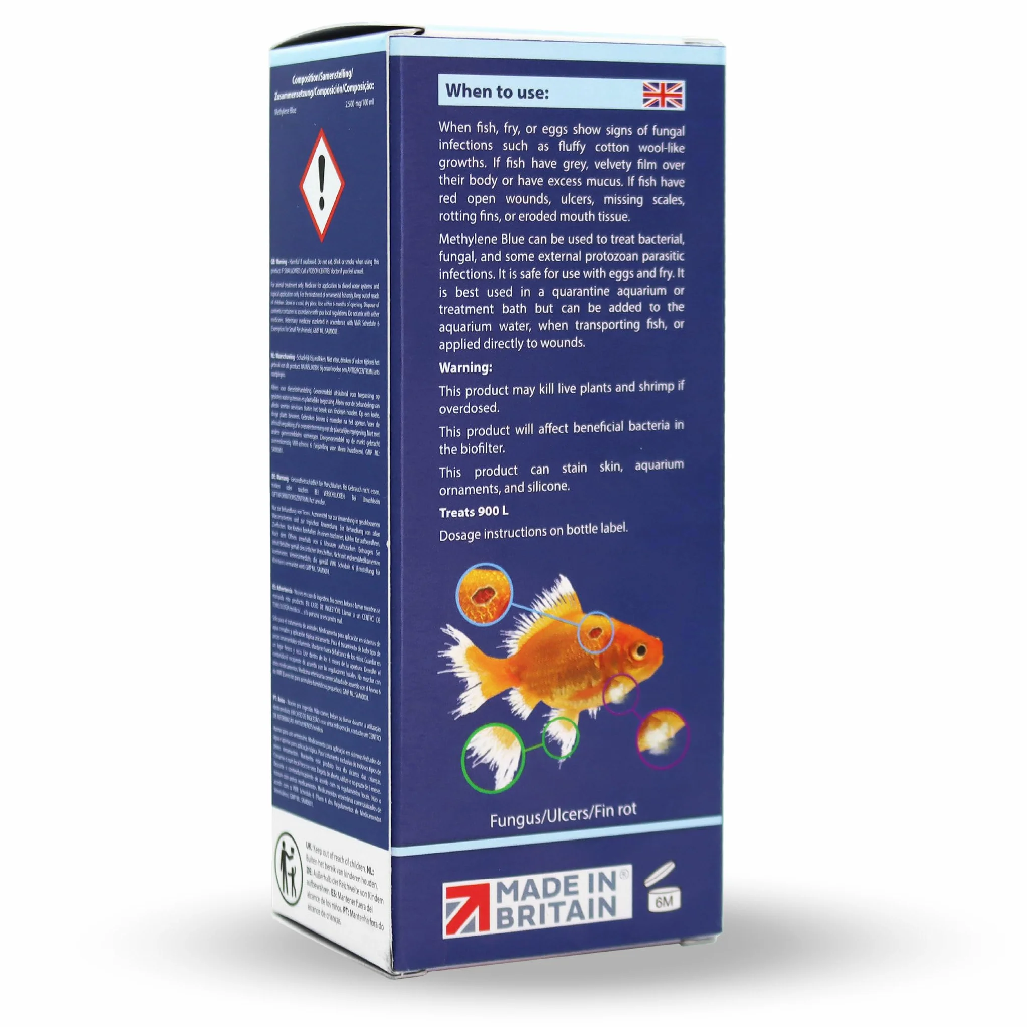 NT Labs Bleu de méthylène médicament aquarium infections parasitaires bactériennes fongiques poissons œufs