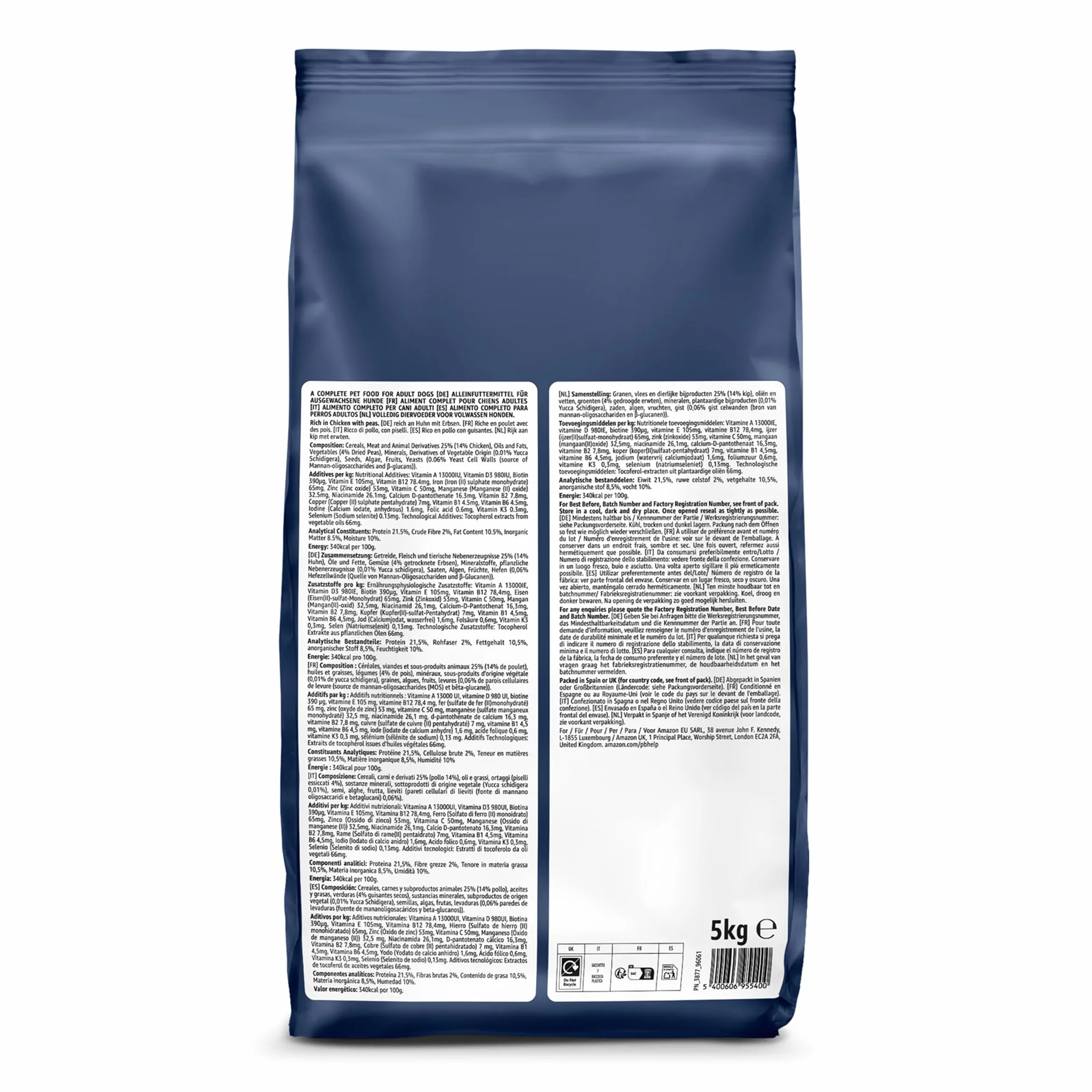 Croquettes Complètes Pour Chien Adulte Poulet aux Pois 5kg