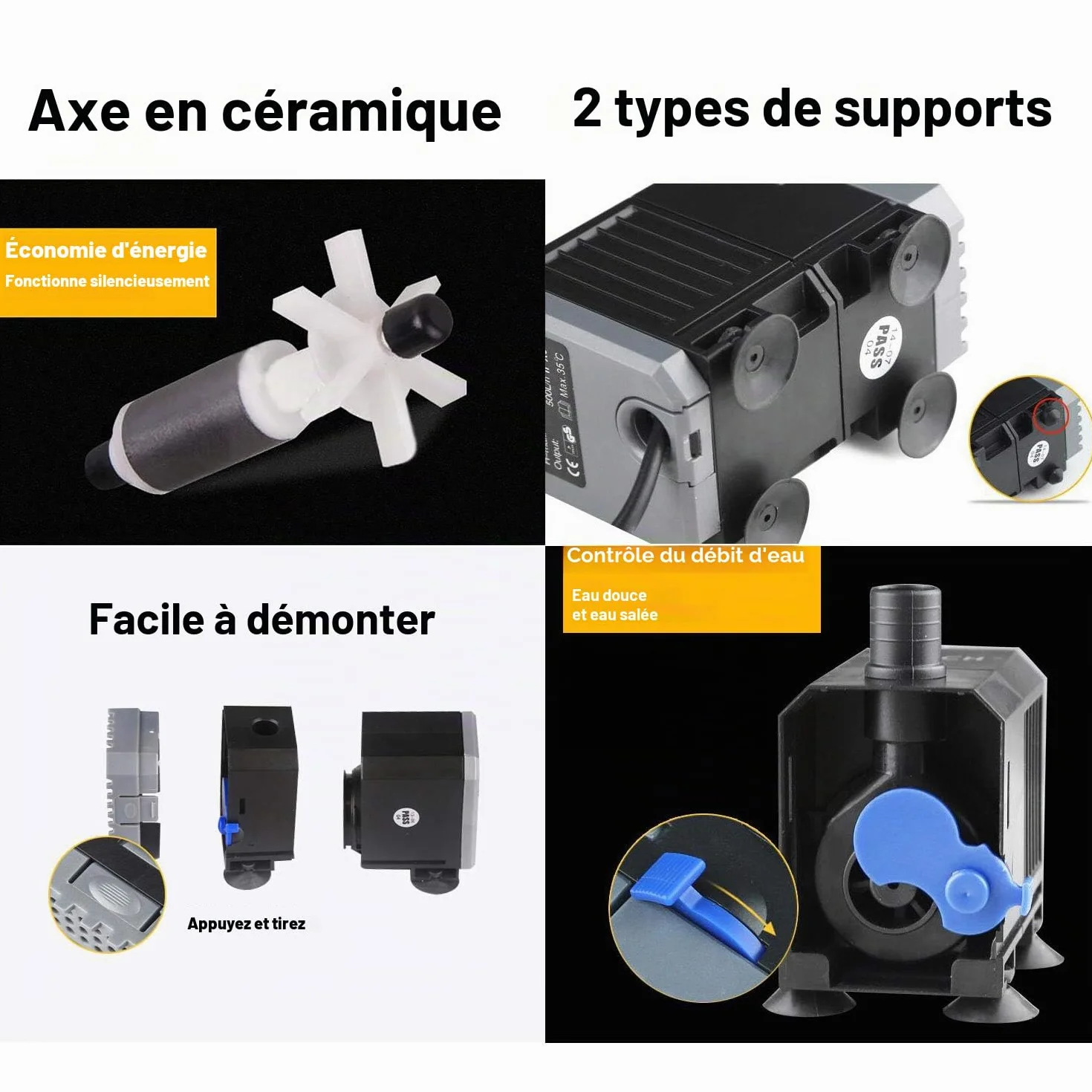 EXLECO Pompa Submersible Aquarium 3000L/H 55W Pompa de Bassin Fontaine Filtration