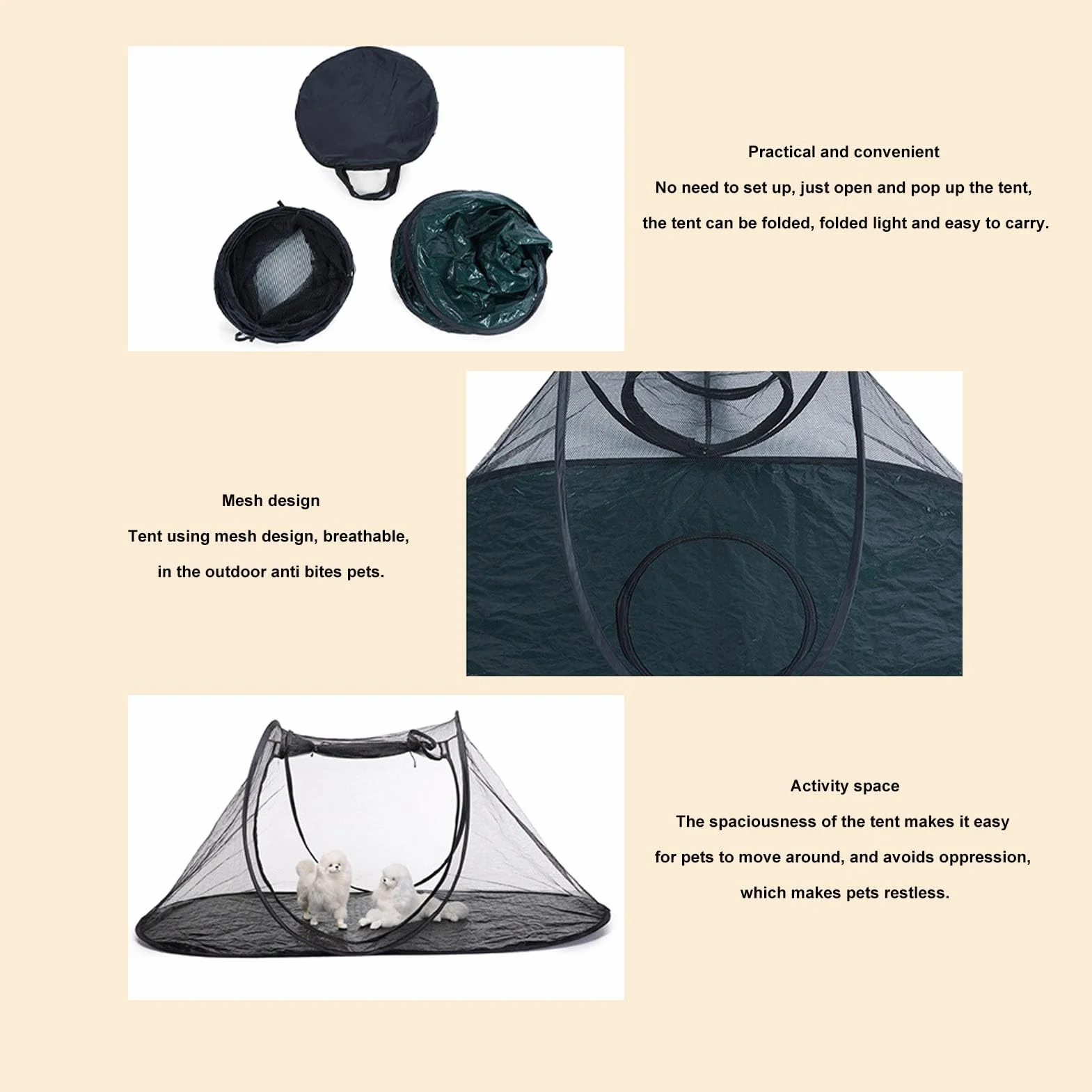Enclos d'extérieur pour chat avec tunnel tente de jeu pliable portable