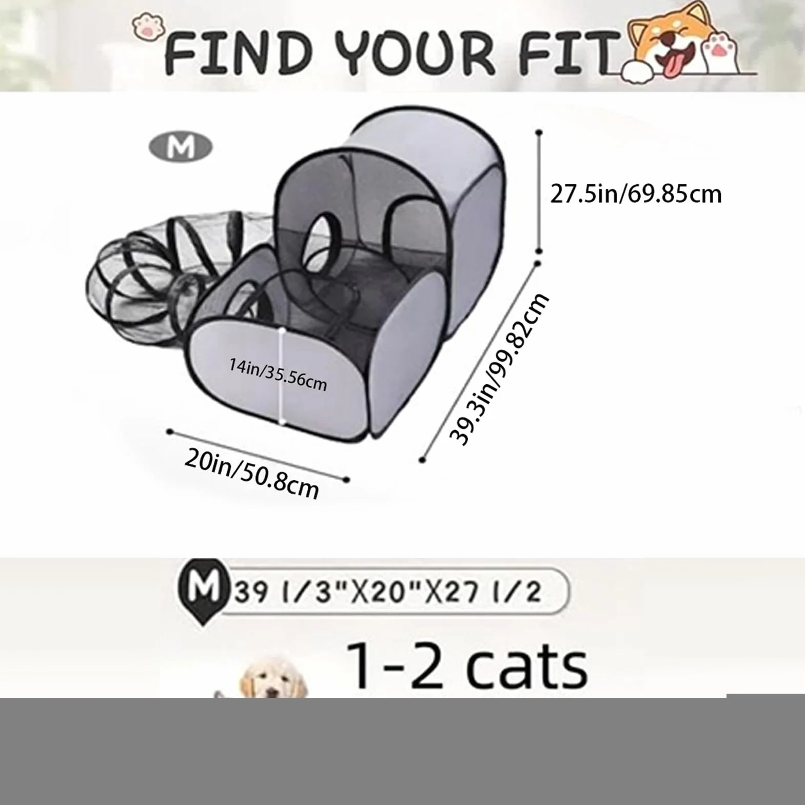 Parc d'Activités pour Chats Enclos Pliable pour Chien et Chat avec Tunnel Interactif