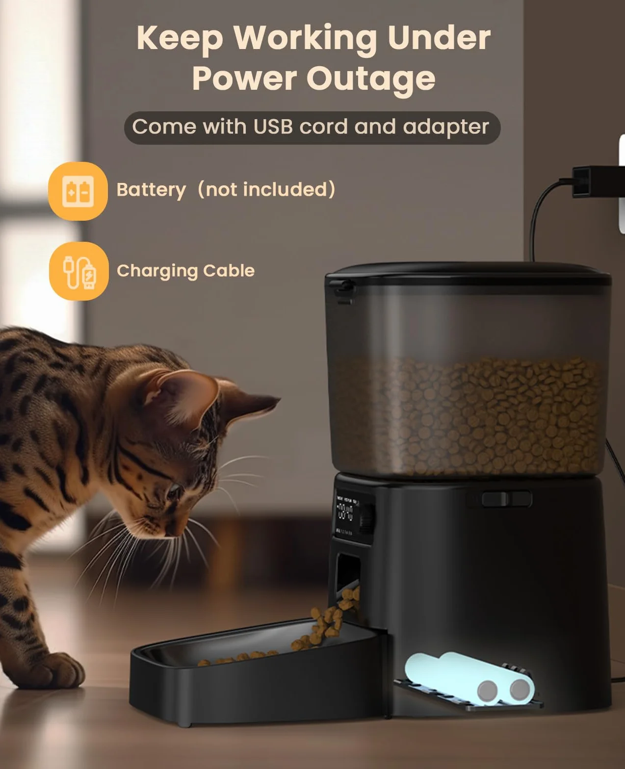 Oneisall Distributeur Croquettes Chat Automatique 3.5L, Mangeoire Nourriture pour Chien 1-6 Repas