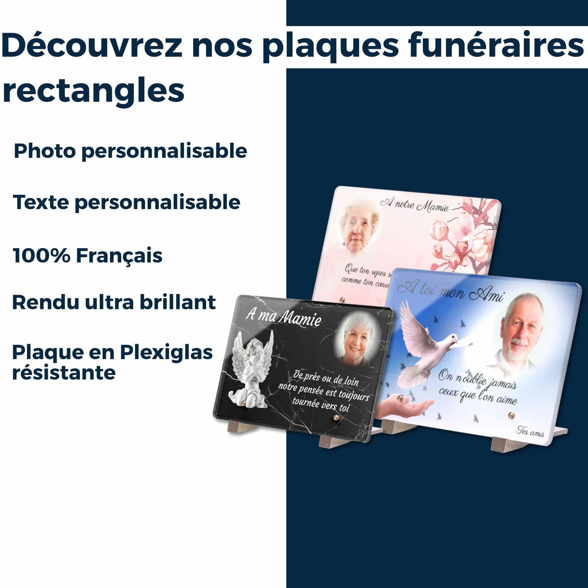 Plaque Funéraire Personnalisable avec Photo Effet Granit 30x20 cm Résistante aux Intempéries Traitée Anti UV