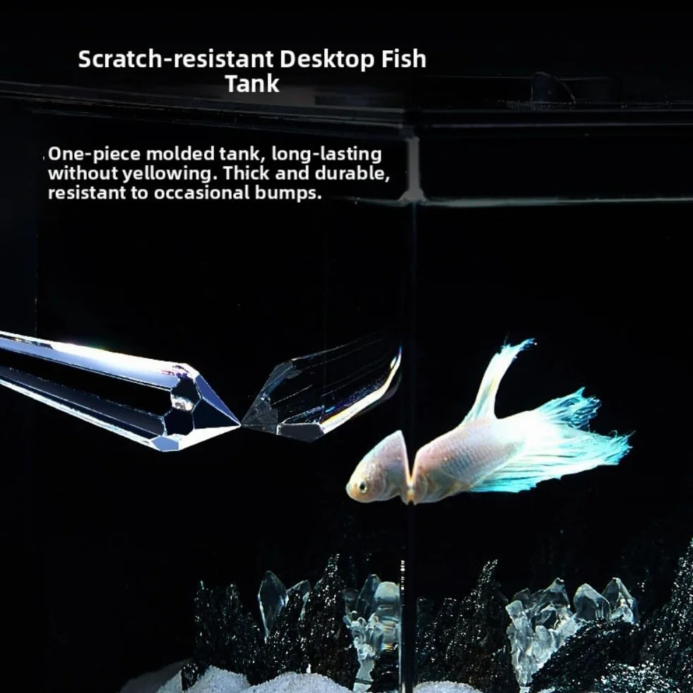 Aquarium auto-circulant avec pompe filtrante intégrée, kit avec lumière LED pour bureau