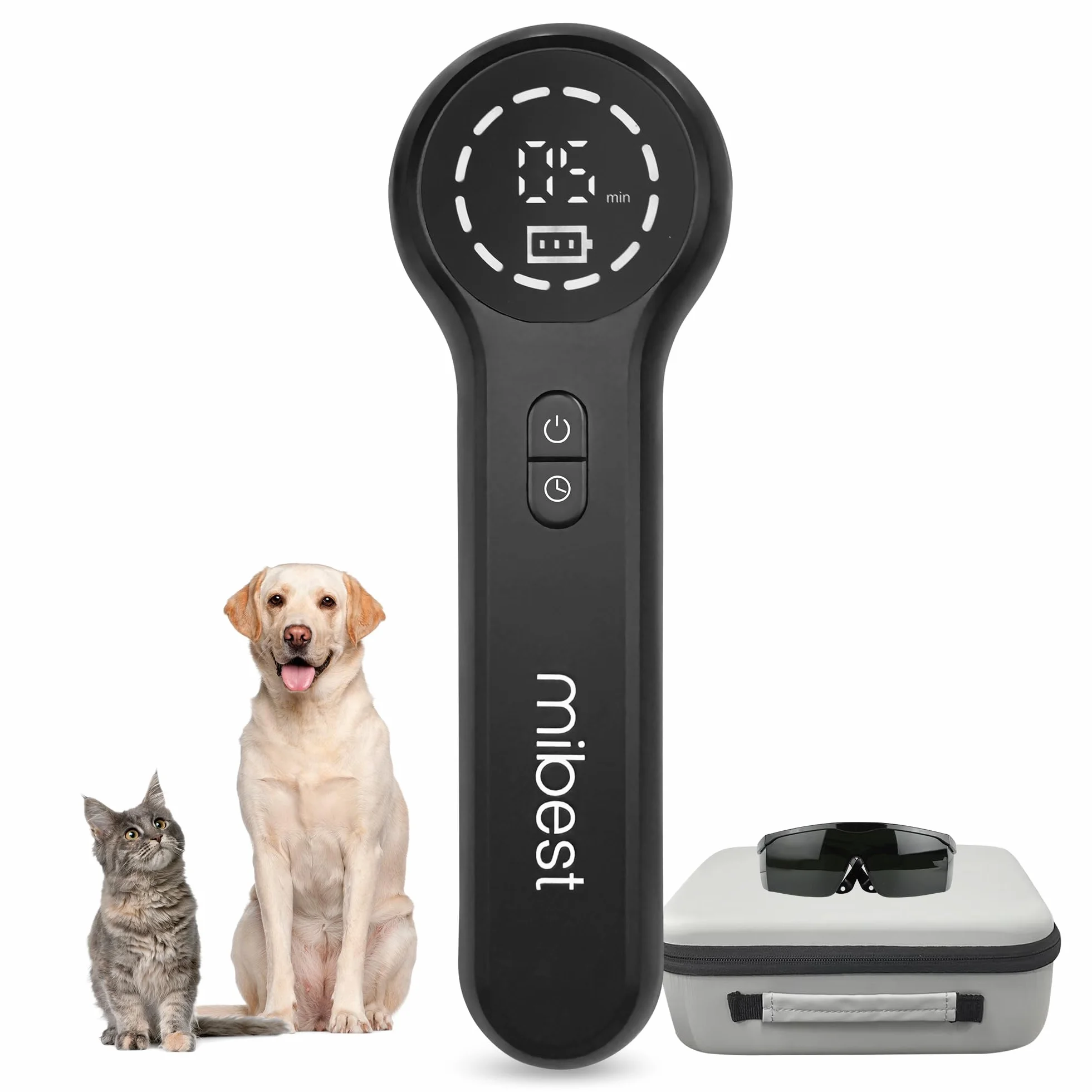 Mibest Appareil de thérapie laser à froid pour vétérinaire – Thérapie par lumière rouge pour chiens et chats – Thérapie par lumière infrarouge cible les articulations et les muscles – Soulagement de