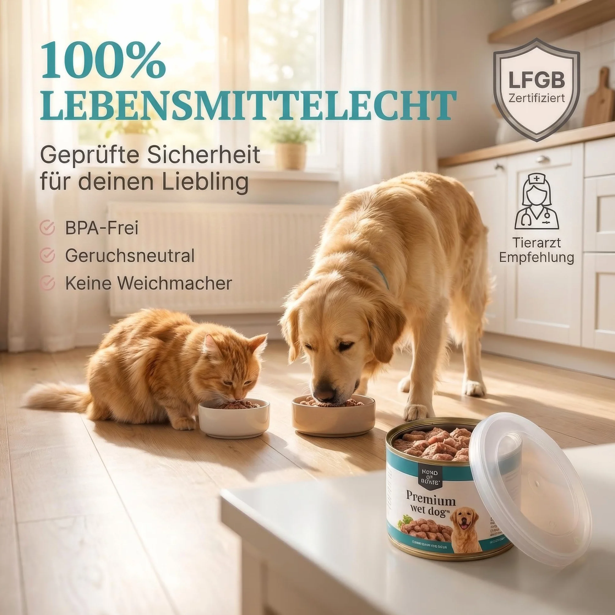 HUND IST KÖNIG® Couvercle de boîte – Couvercle robuste pour boîtes pour garder les aliments pour animaux frais et refermer les odeurs | Couvercle de boîte de 400 g / couvercle de boîte de 800 g