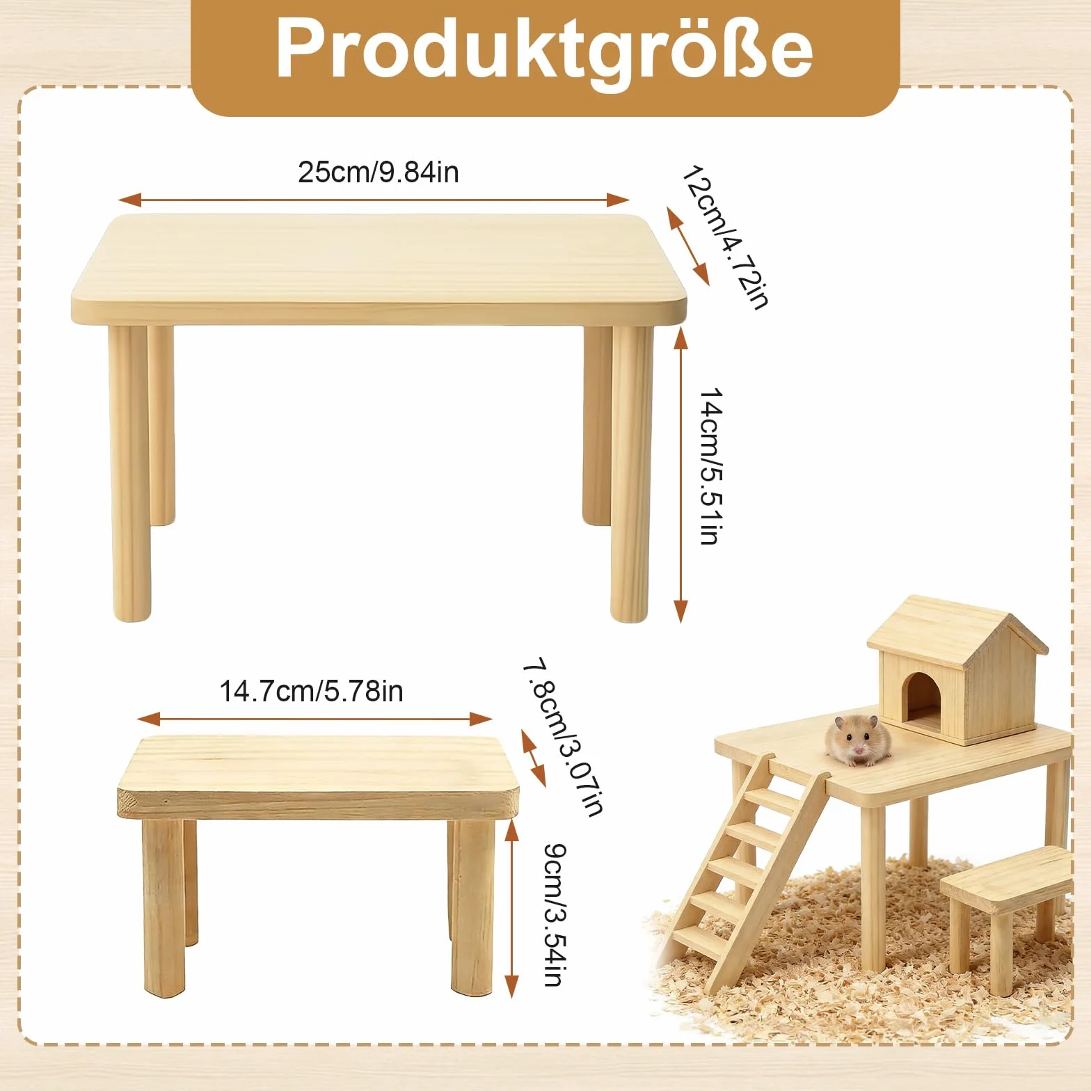 Accessoires pour hamster plates-formes en bois de pin escalade équilibre 25x14x12 cm 15x9x8 cm